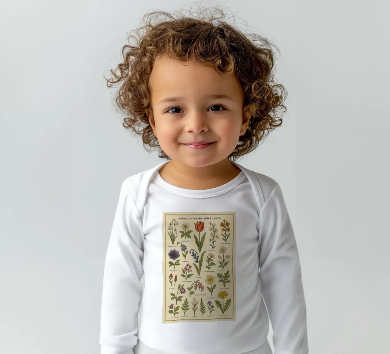 snowflake primrose tulip brossemaeros long-sleeve baby romper by Graham Robertson