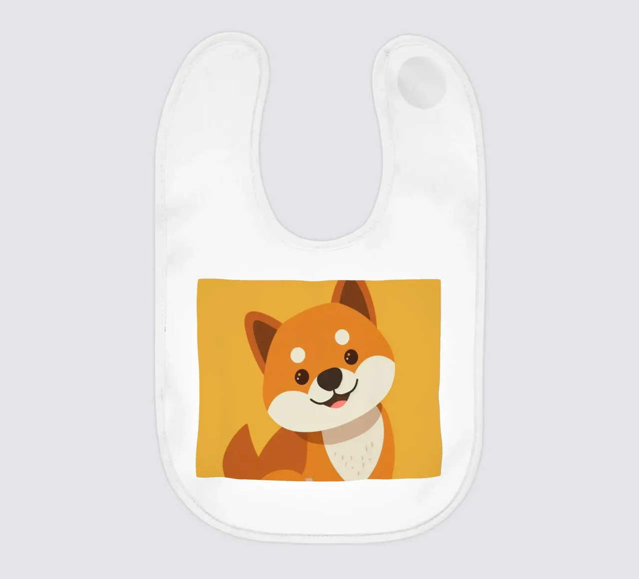Carino Shiba Inu a cartoni animati con un'espressione amichevole bavaglino da DesignDoodle