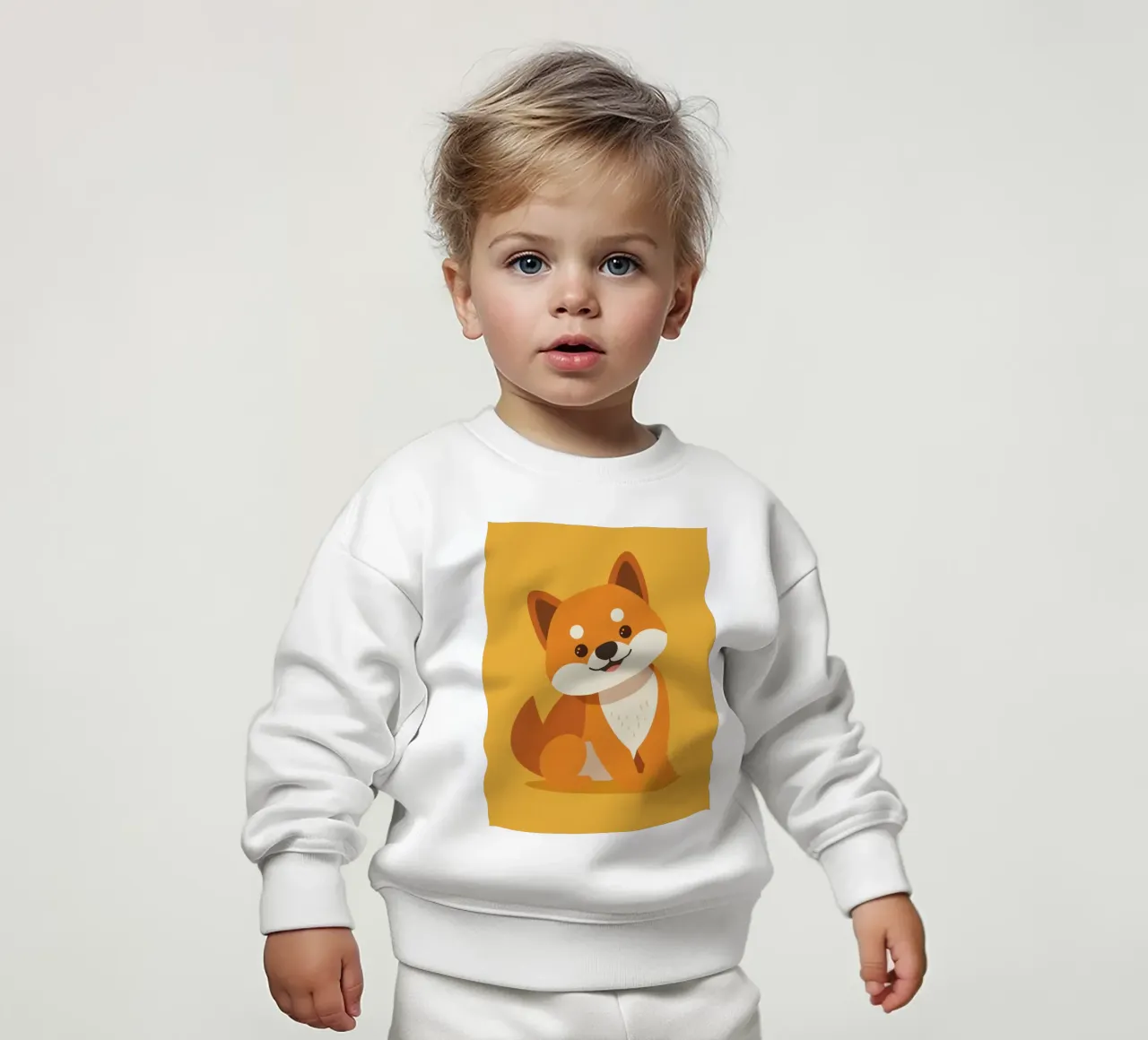 Carino Shiba Inu a cartoni animati con un'espressione amichevole felpa neonato da DesignDoodle