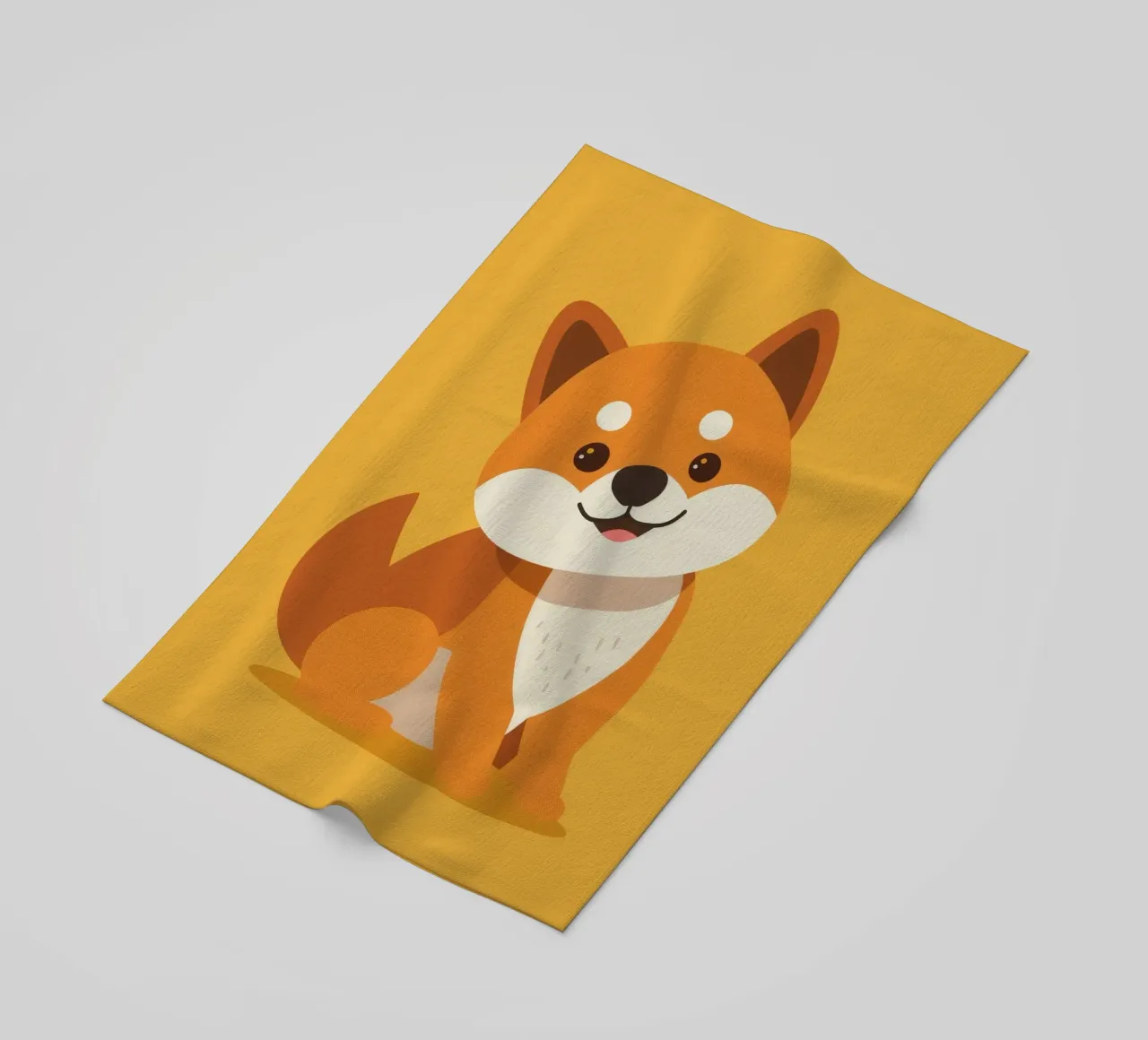 Carino Shiba Inu a cartoni animati con un'espressione amichevole telo mare da DesignDoodle