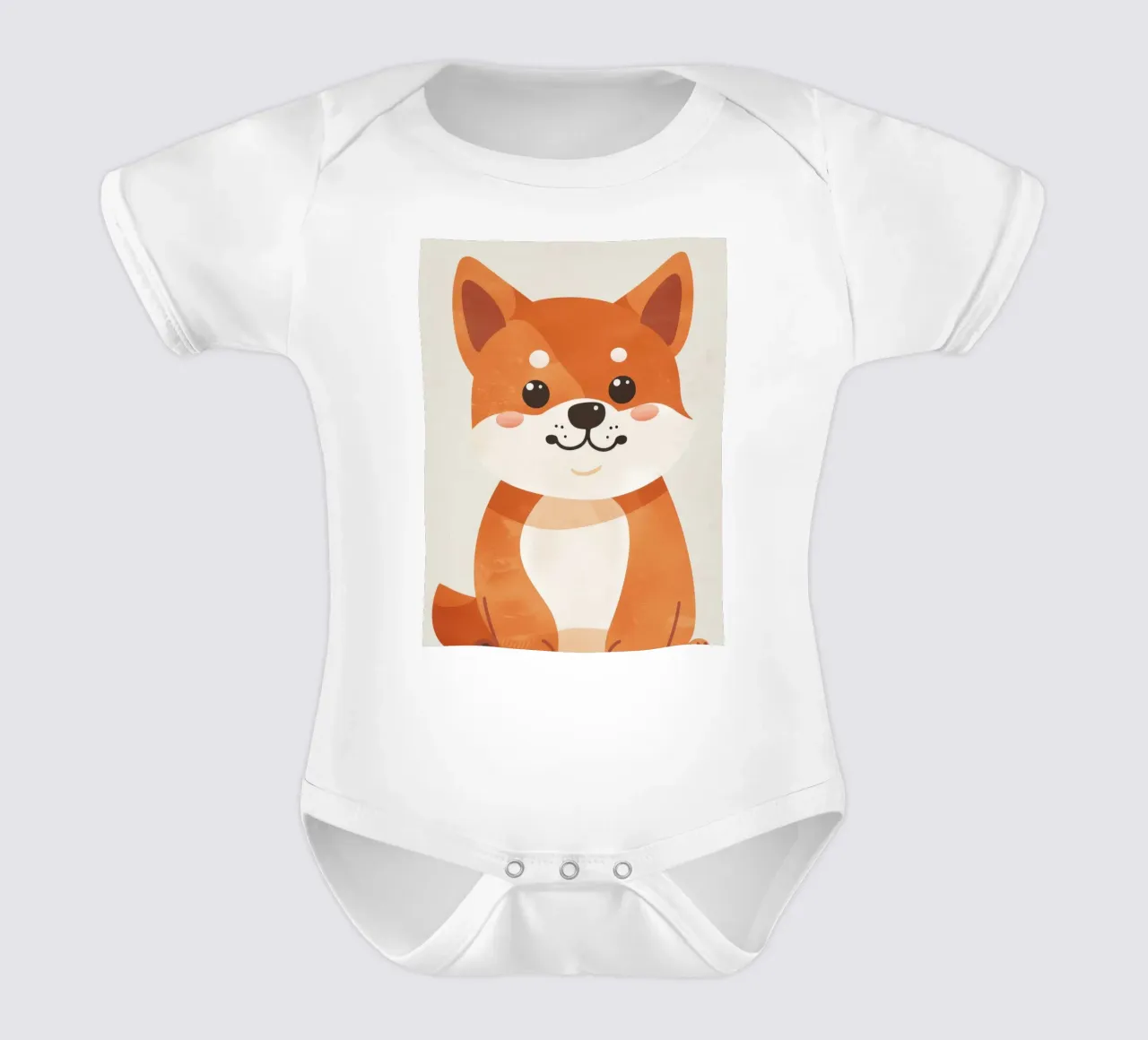 Allegro Shiba Inu dagli occhi luminosi e dal sorriso affascinante body neonato maniche corte da DesignDoodle