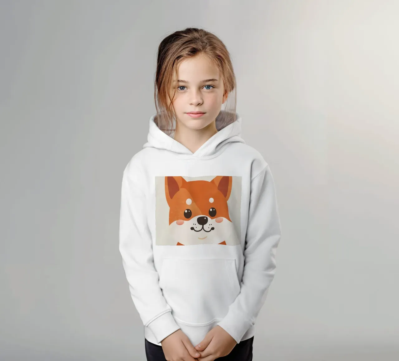 Allegro Shiba Inu dagli occhi luminosi e dal sorriso affascinante felpa bambino con cappuccio da DesignDoodle