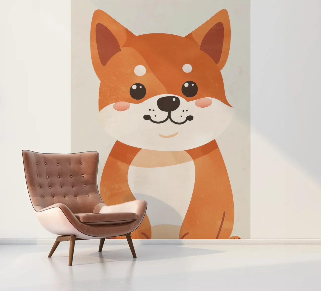 Allegro Shiba Inu dagli occhi luminosi e dal sorriso affascinante carta da parati fotografica da DesignDoodle
