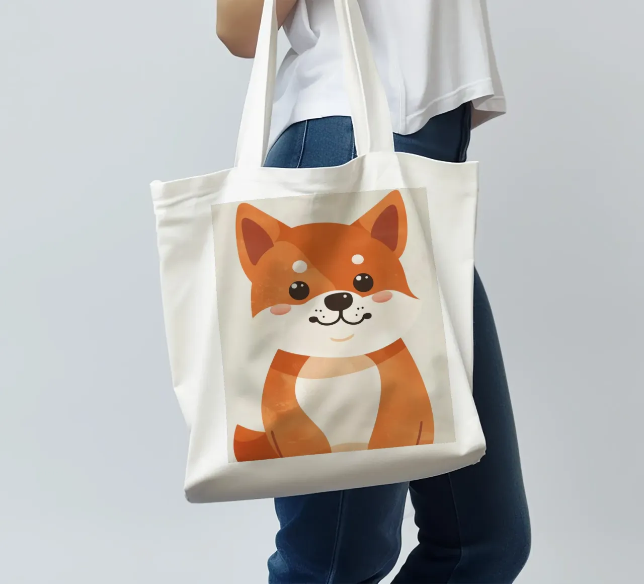 Cheerful Shiba Inu bright eyes and charming smile tote bag by DesignDoodle