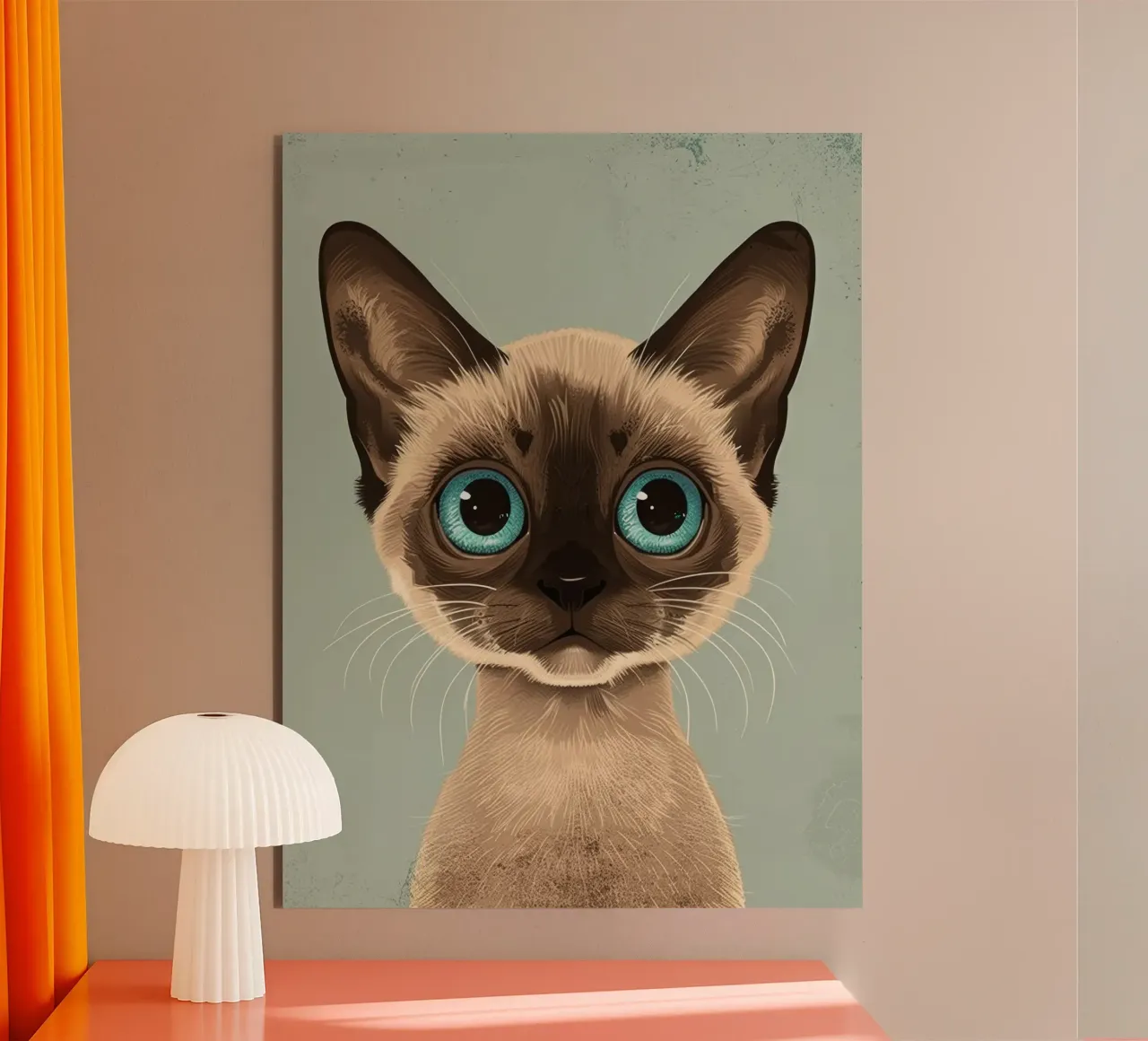 Liebenswerte Siamkatze mit großen blauen Augen und ausdrucksstarkem Forex-Platte von DesignDoodle