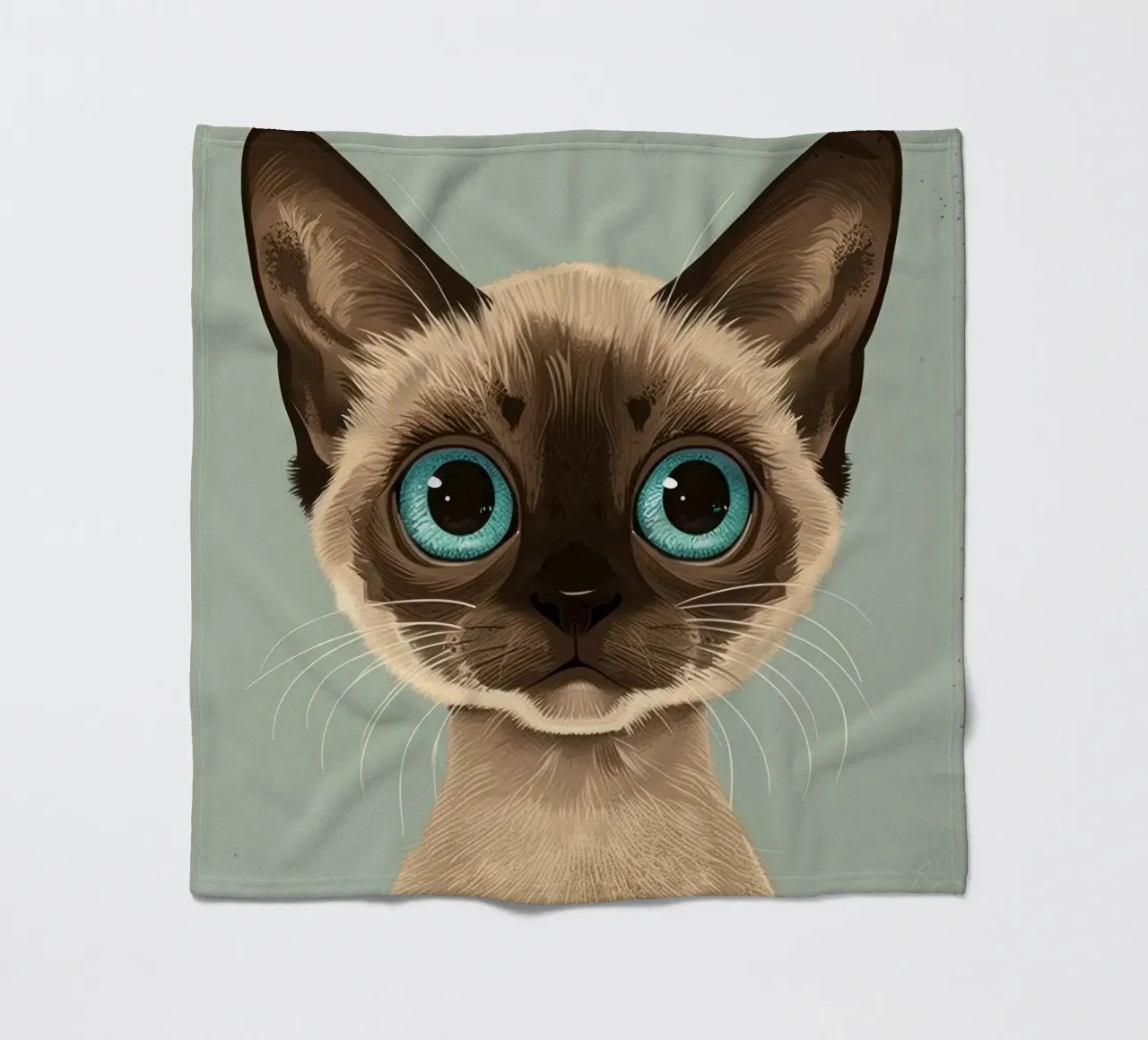 Adorabile gatto siamese con grandi occhi azzurri ed espressivi coperta in pile da DesignDoodle