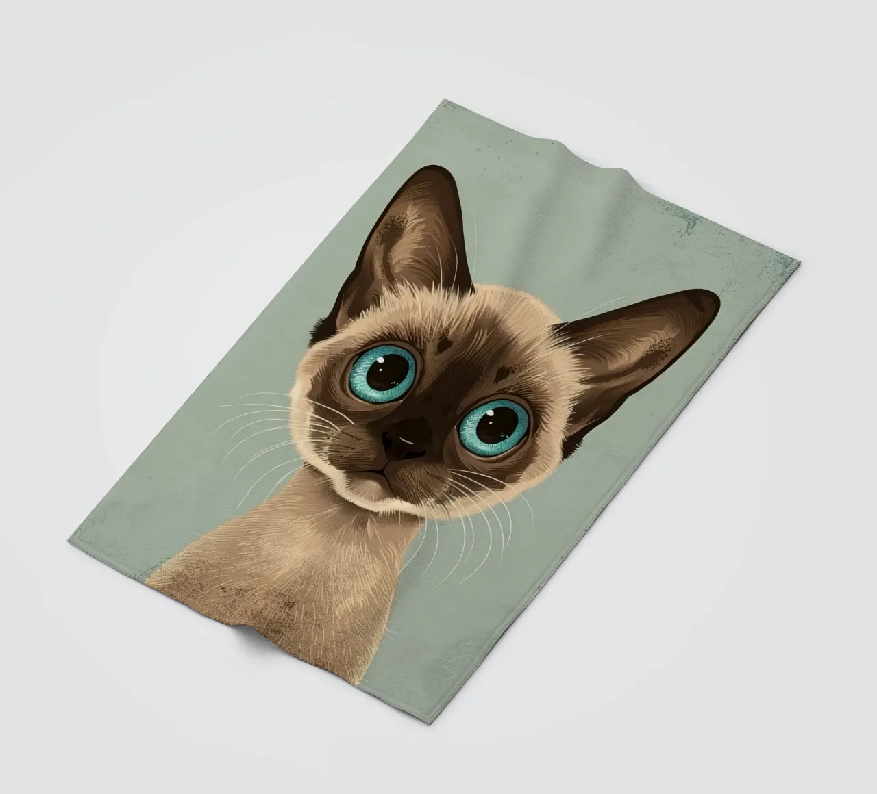 Adorabile gatto siamese con grandi occhi azzurri ed espressivi coperta in pile da DesignDoodle