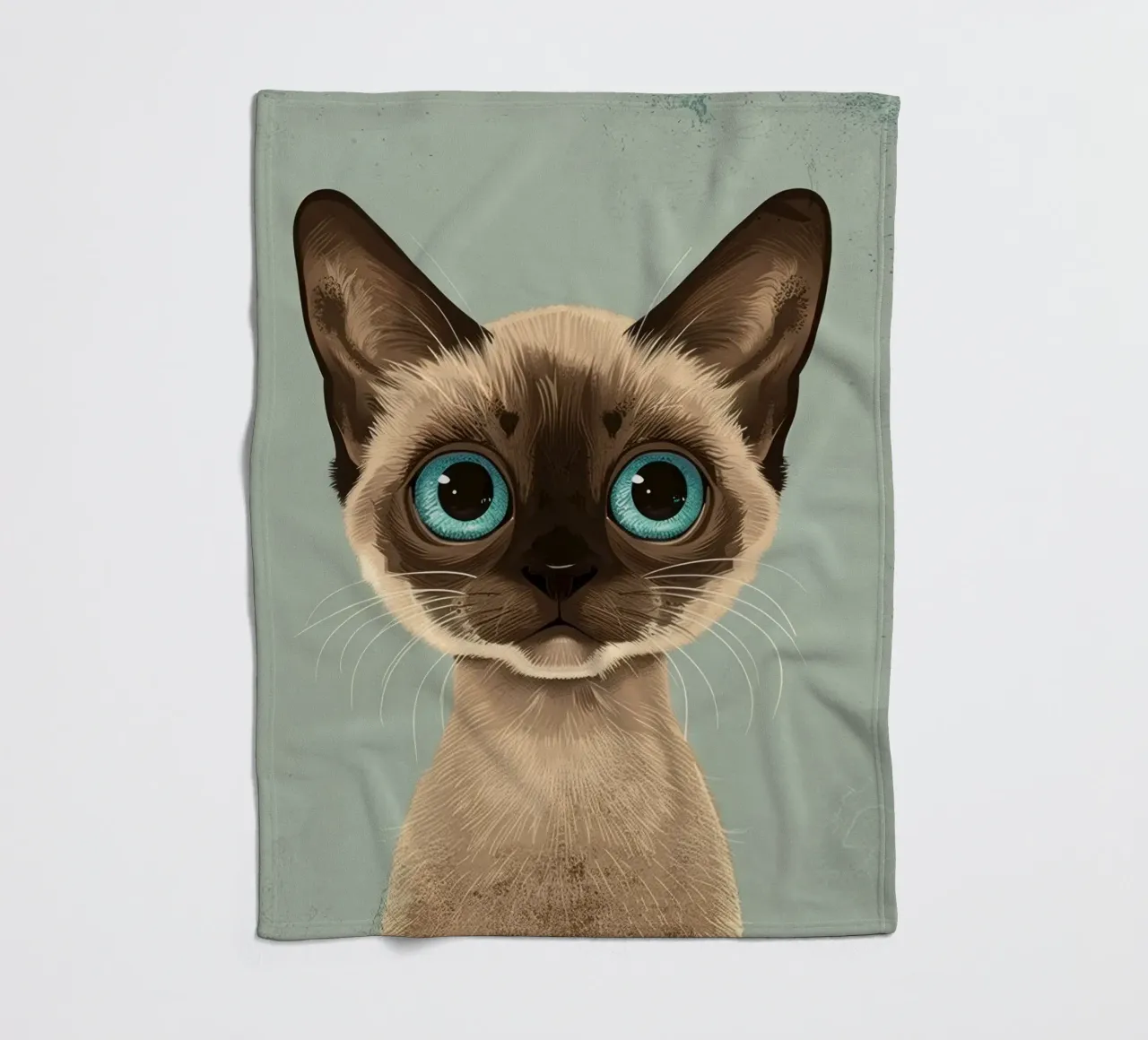 Adorabile gatto siamese con grandi occhi azzurri ed espressivi coperta in pile da DesignDoodle