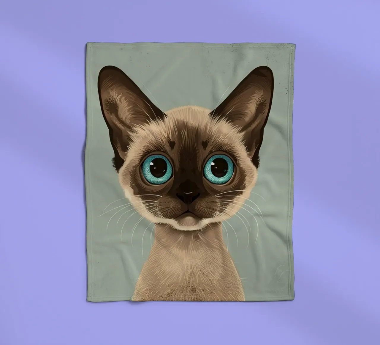 Adorabile gatto siamese con grandi occhi azzurri ed espressivi coperta in pile da DesignDoodle