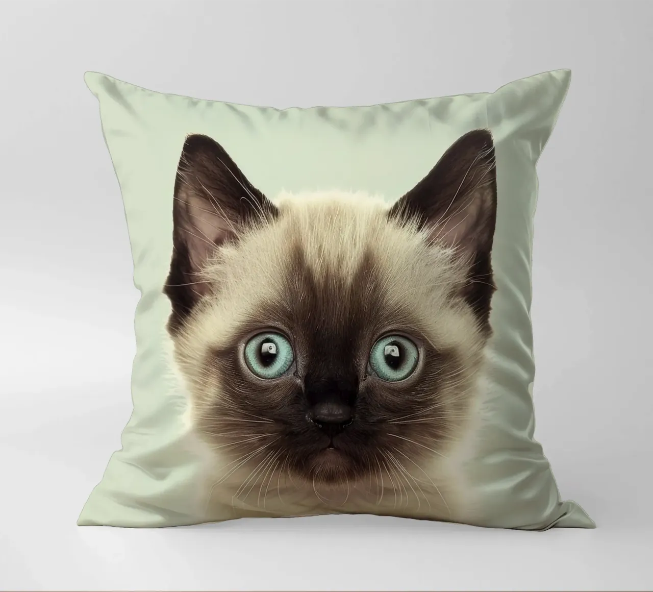 Un simpatico gattino con straordinari occhi azzurri e marcature distinte cuscino da DesignDoodle