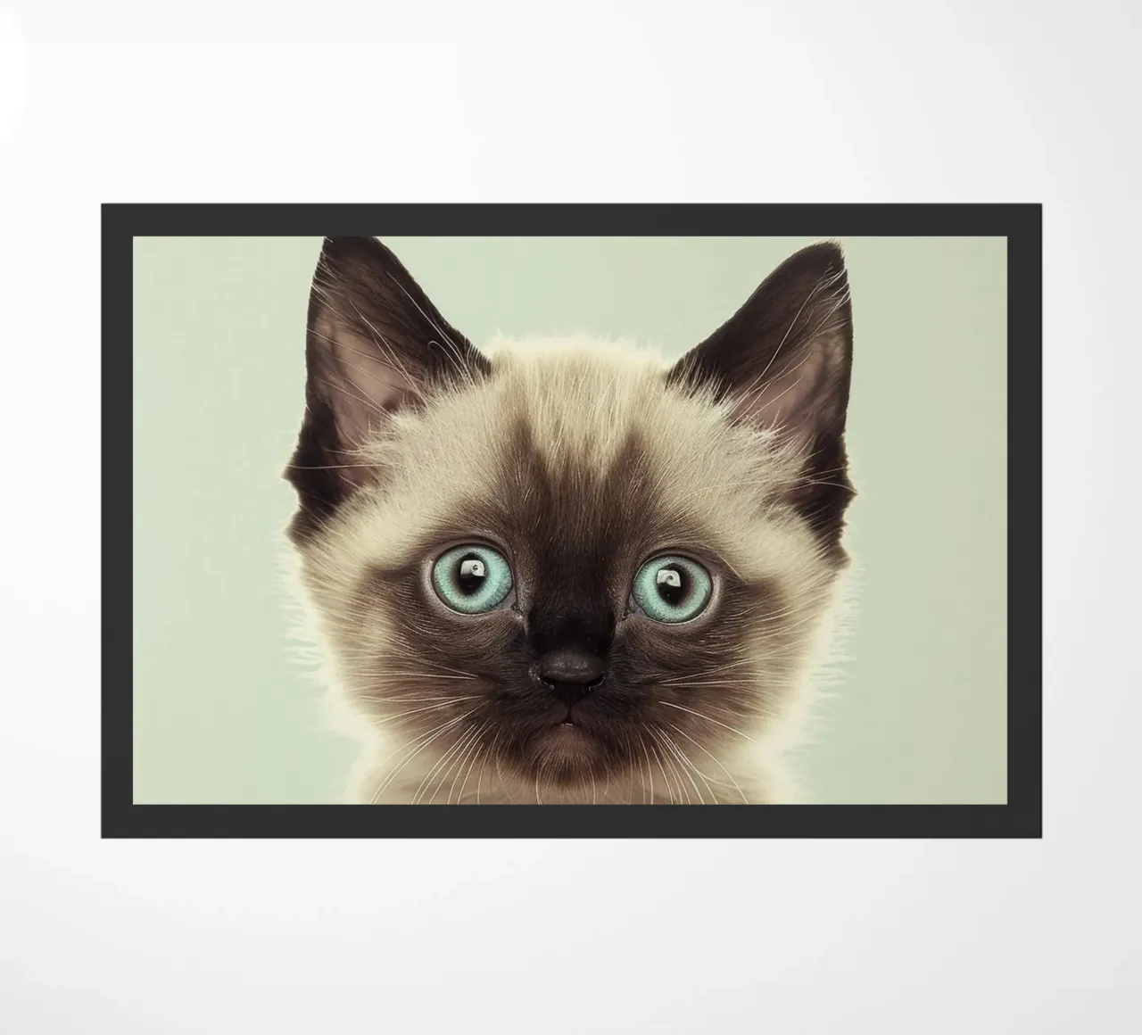 Cute kitten with striking blue eyes and distinct markings doormat by DesignDoodle