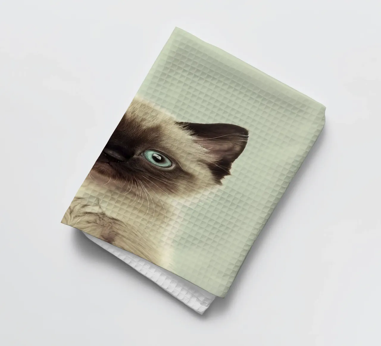 Un simpatico gattino con straordinari occhi azzurri e marcature distinte canovaccio da cucina da DesignDoodle