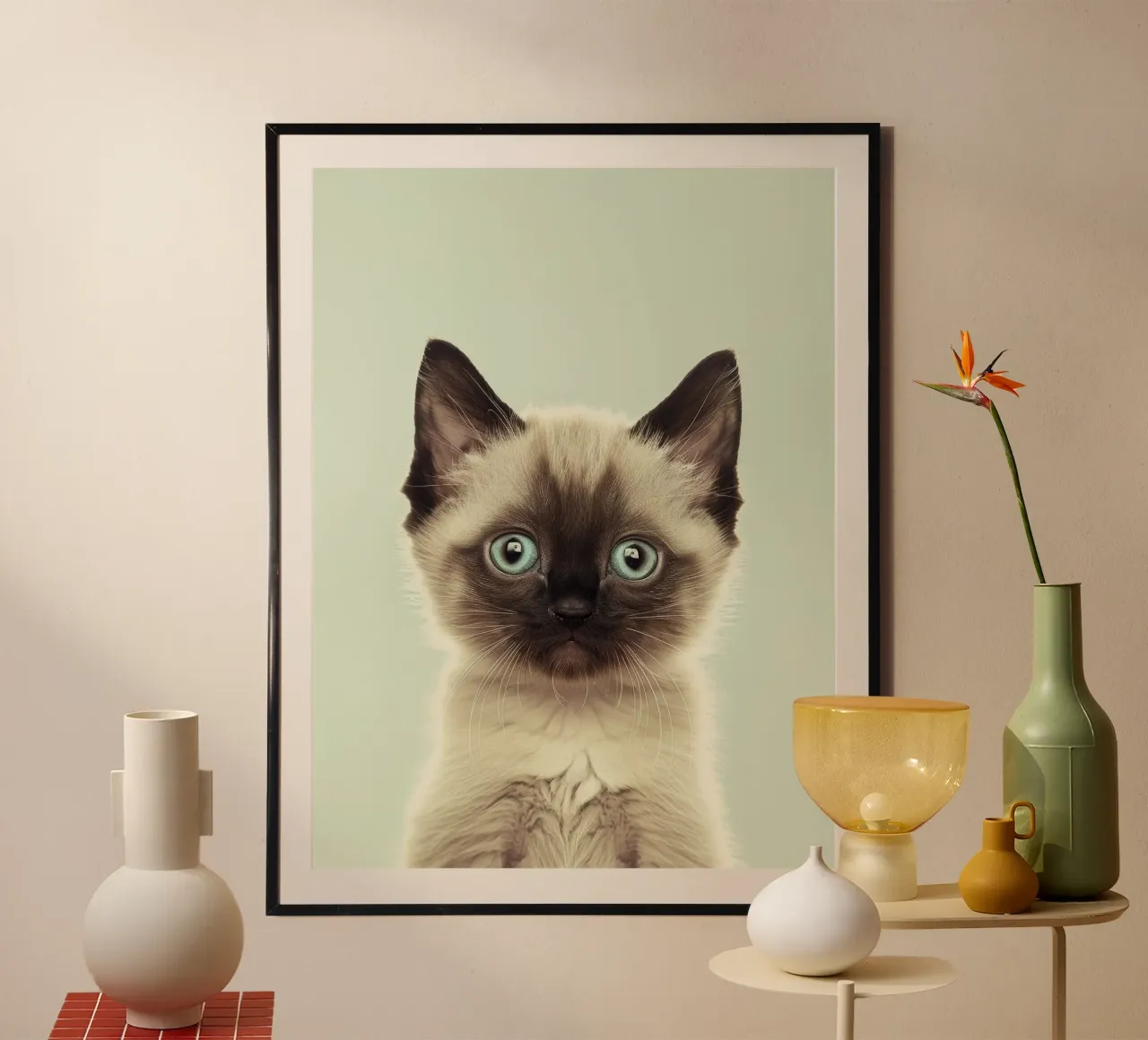 Un simpatico gattino con straordinari occhi azzurri e marcature distinte carta hahnemühle da DesignDoodle
