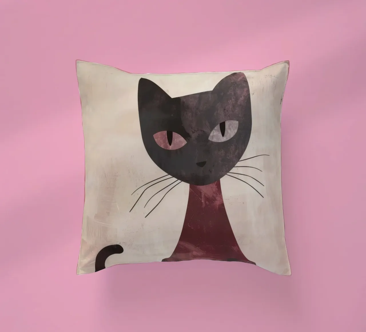 Rappresentazione artistica astratta di un gatto nero cuscino da DesignDoodle