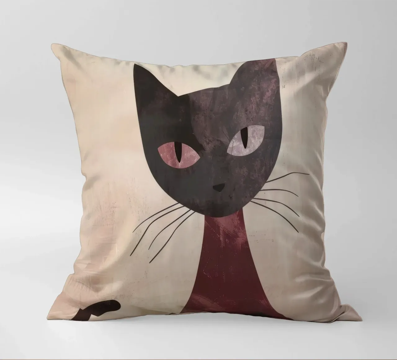 Rappresentazione artistica astratta di un gatto nero cuscino da DesignDoodle