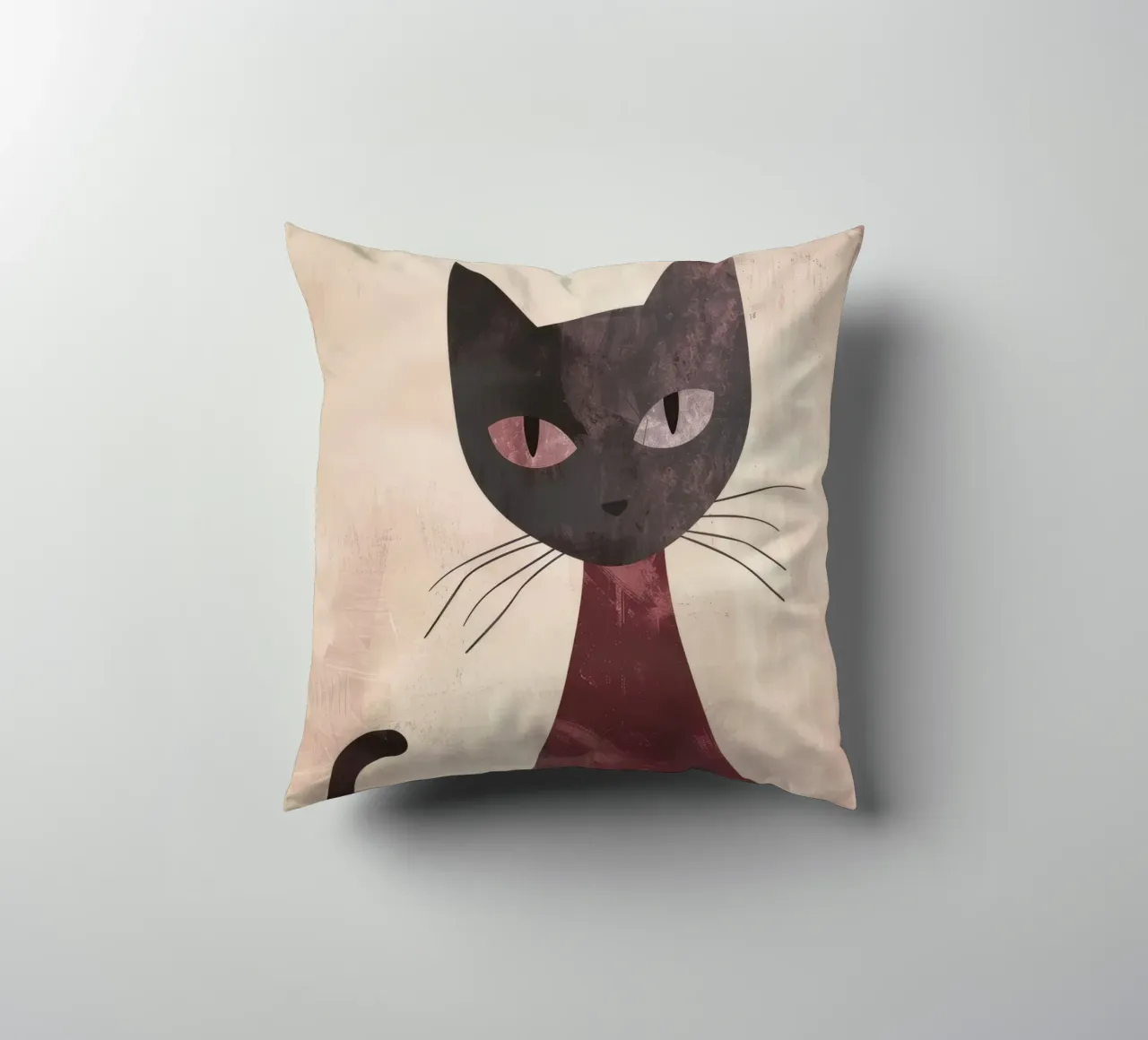 Rappresentazione artistica astratta di un gatto nero cuscino da DesignDoodle
