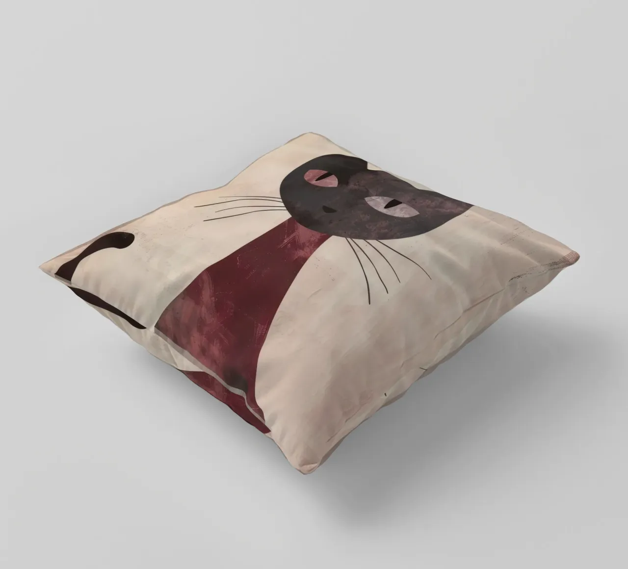 Rappresentazione artistica astratta di un gatto nero cuscino da DesignDoodle