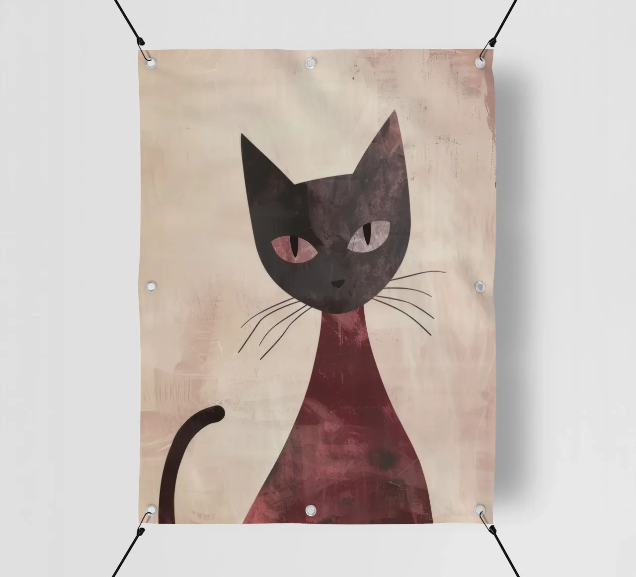 Rappresentazione artistica astratta di un gatto nero telo in pvc da DesignDoodle