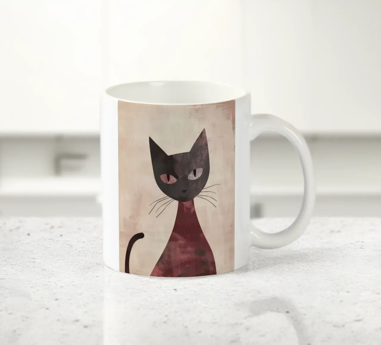 Rappresentazione artistica astratta di un gatto nero tazza in ceramica da DesignDoodle