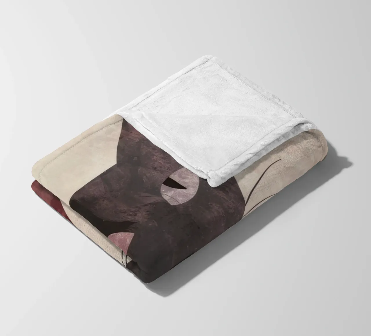 Abstract art representation of a black cat fleece blanket by DesignDoodle