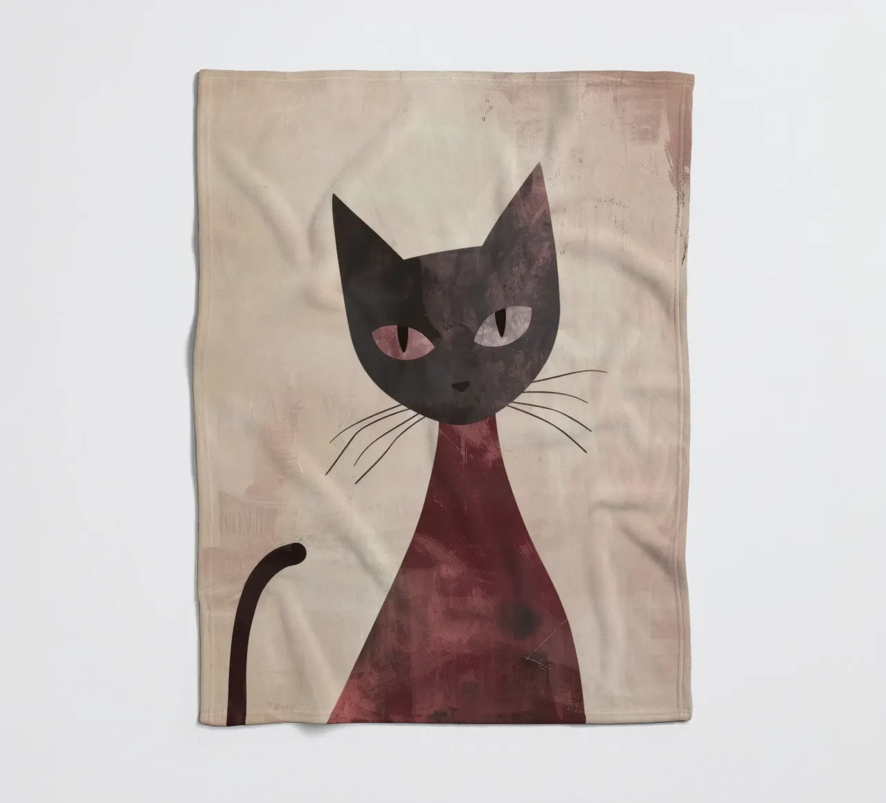 Abstract art representation of a black cat fleece blanket by DesignDoodle