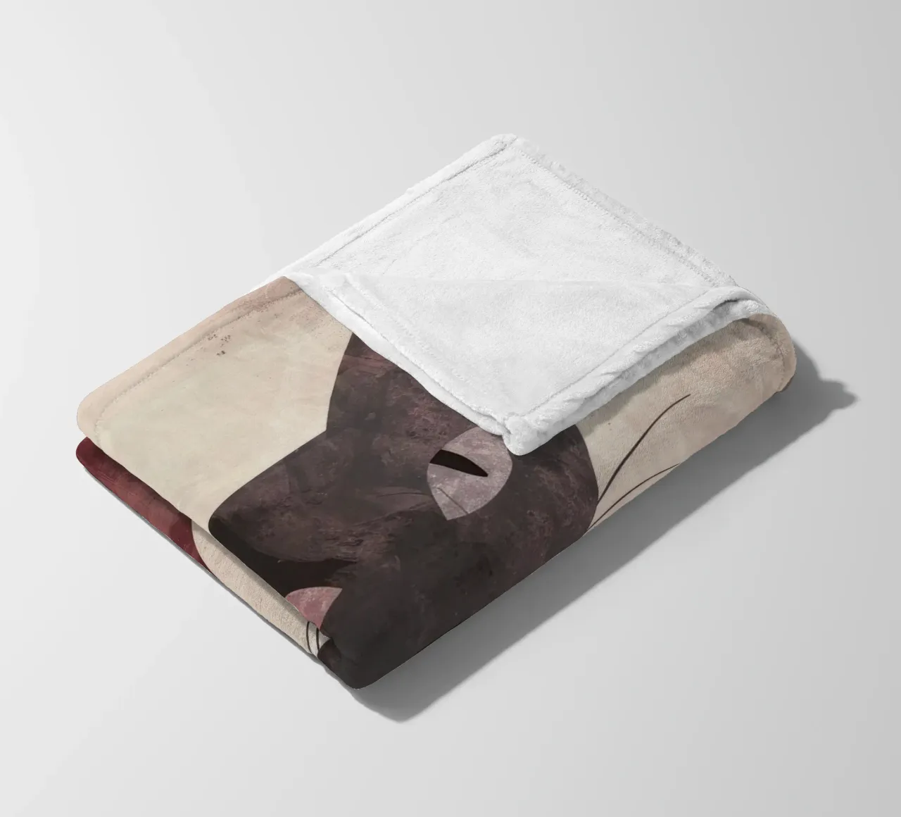 Abstract art representation of a black cat fleece blanket by DesignDoodle