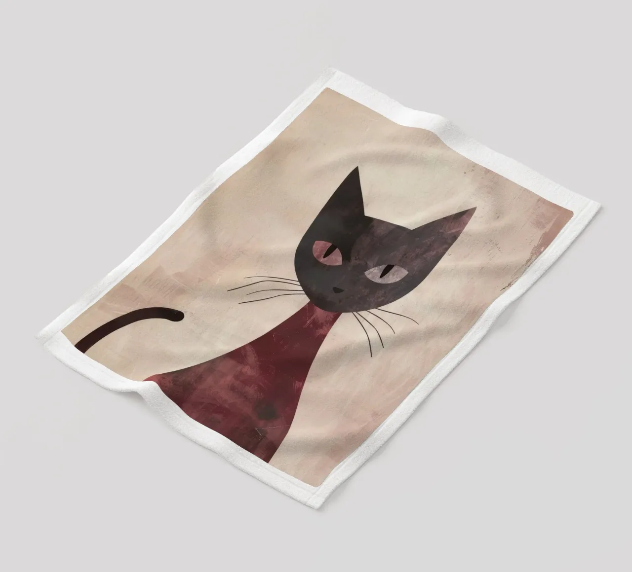 Abstract art representation of a black cat fleece blanket by DesignDoodle