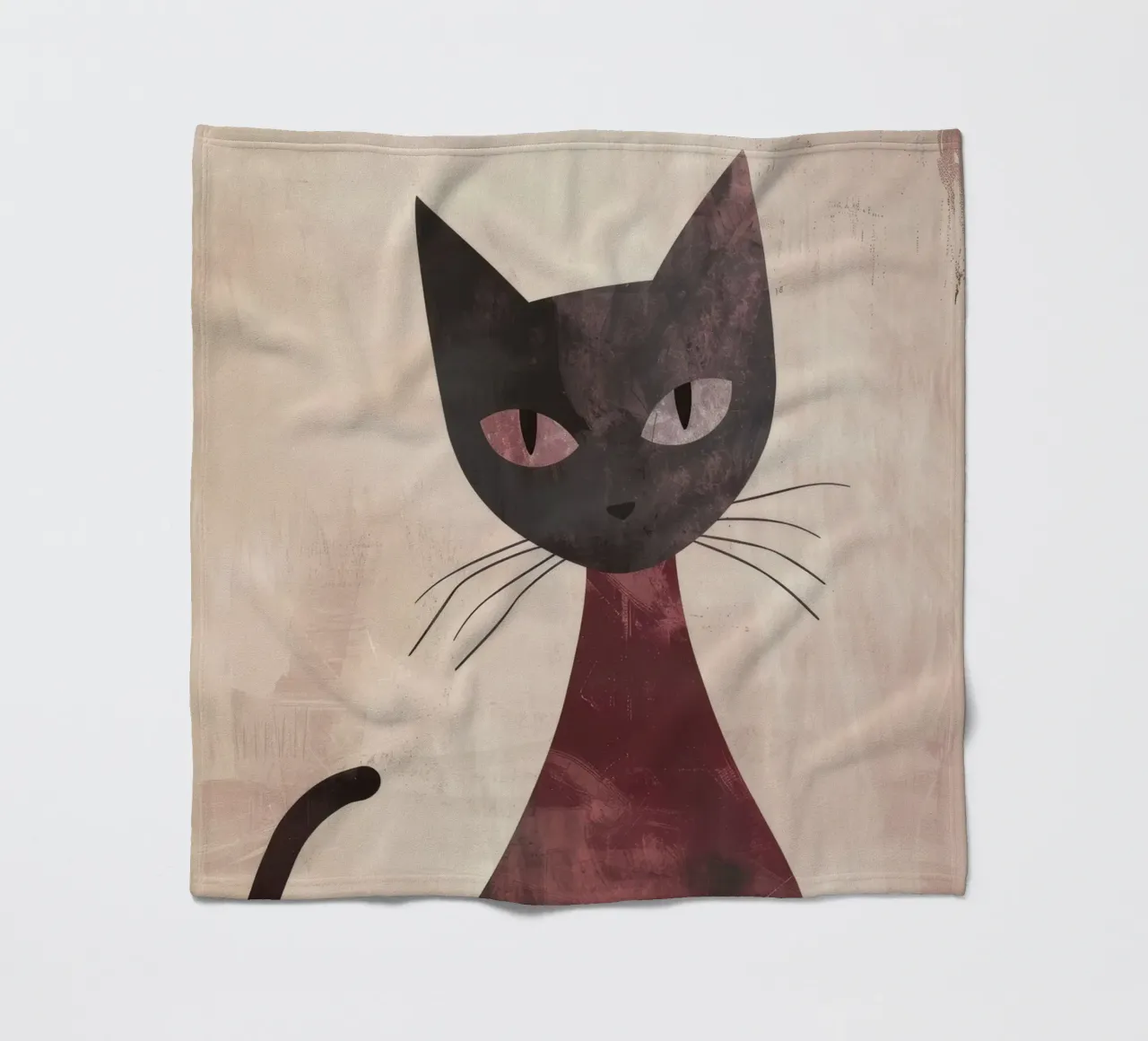 Abstract art representation of a black cat fleece blanket by DesignDoodle