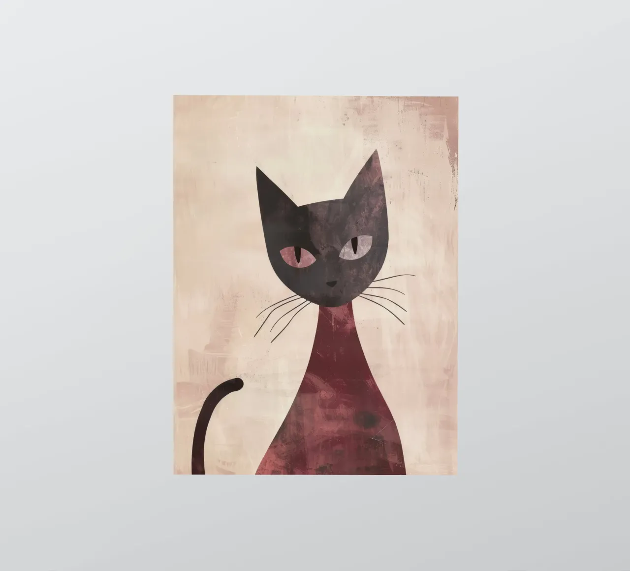 Représentation en art abstrait d'un chat noir autocollant de DesignDoodle
