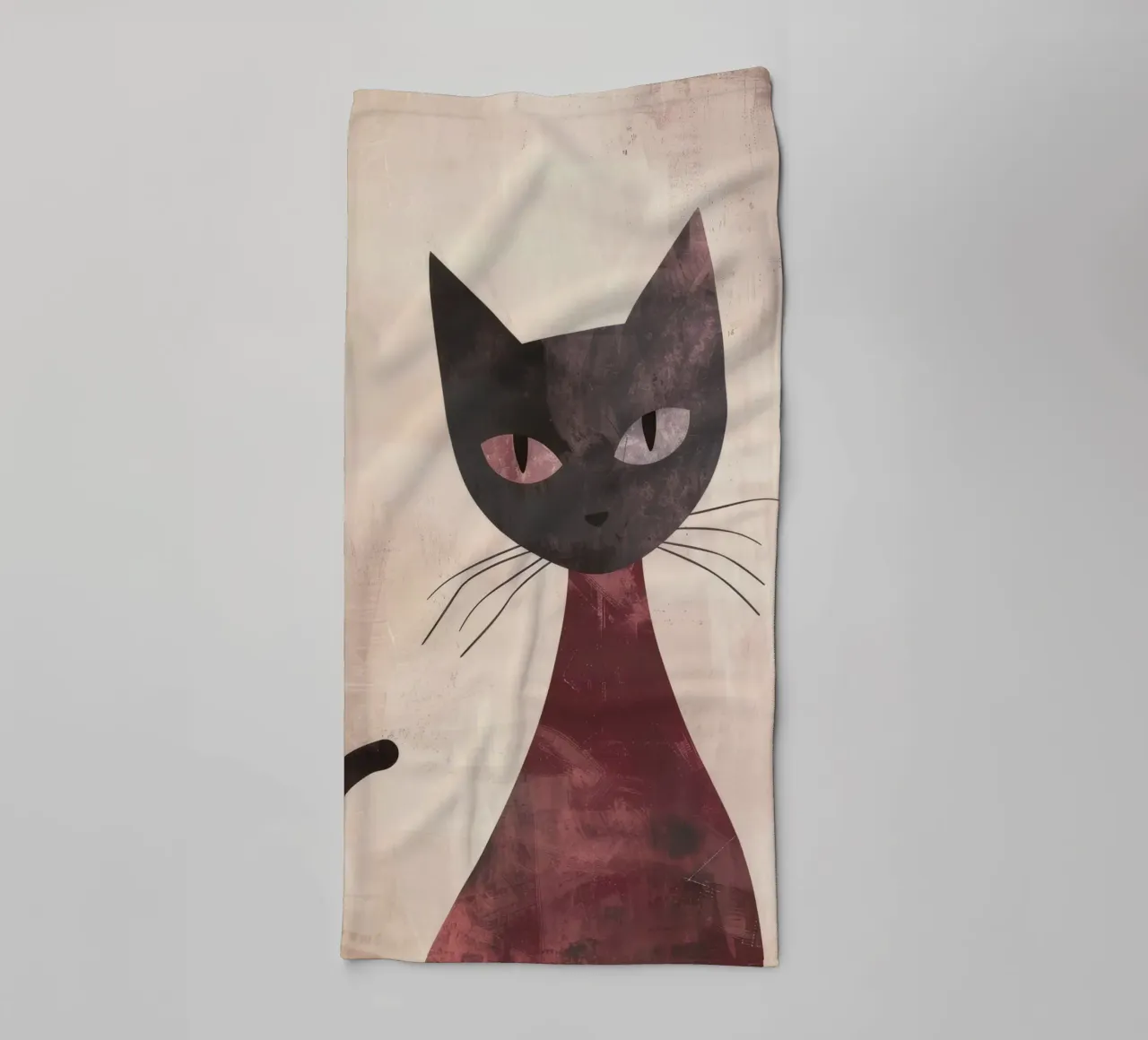 Représentation en art abstrait d'un chat noir serviette de bain de DesignDoodle