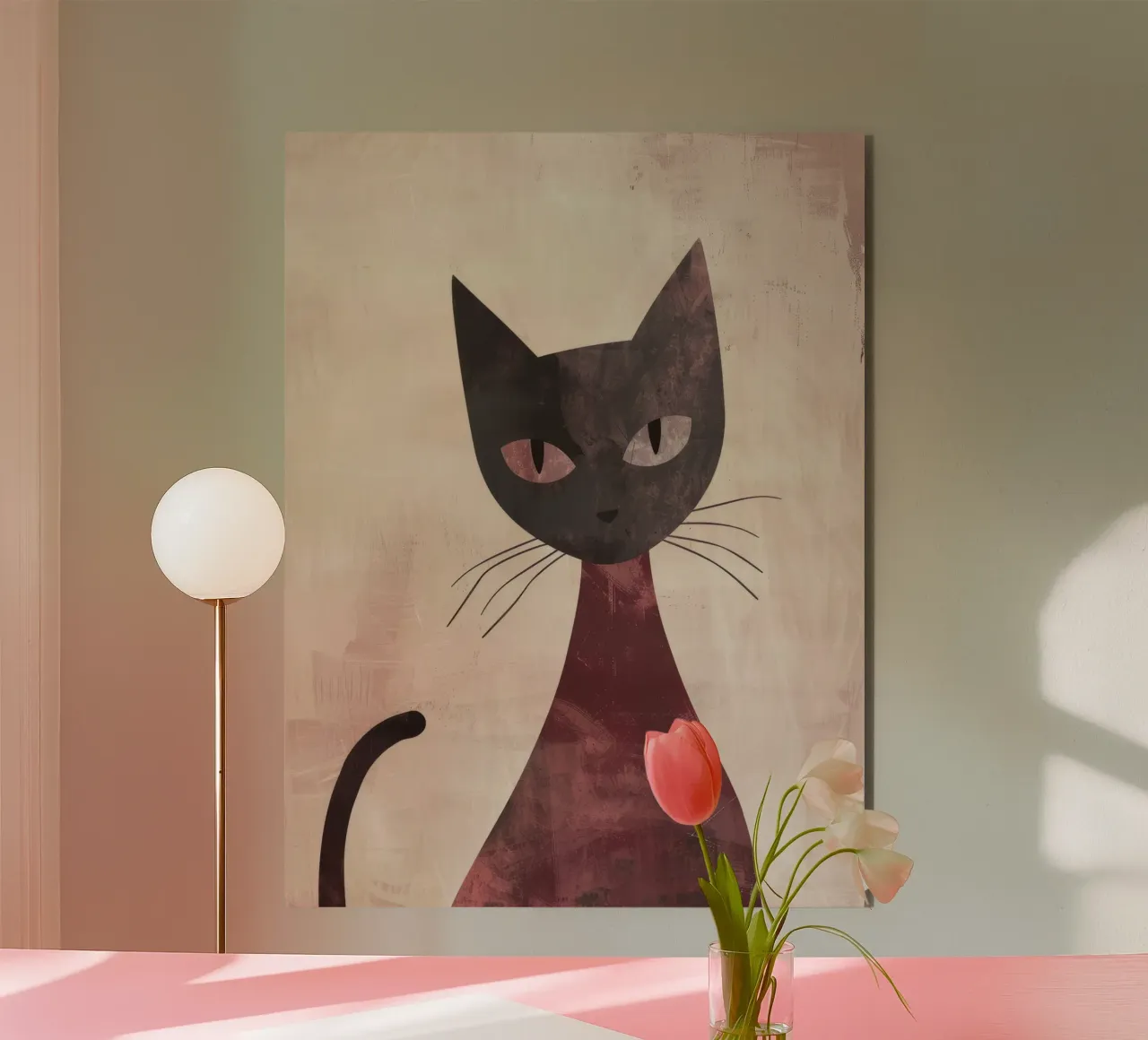 Abstract art representation of a black cat alu-dibond by DesignDoodle