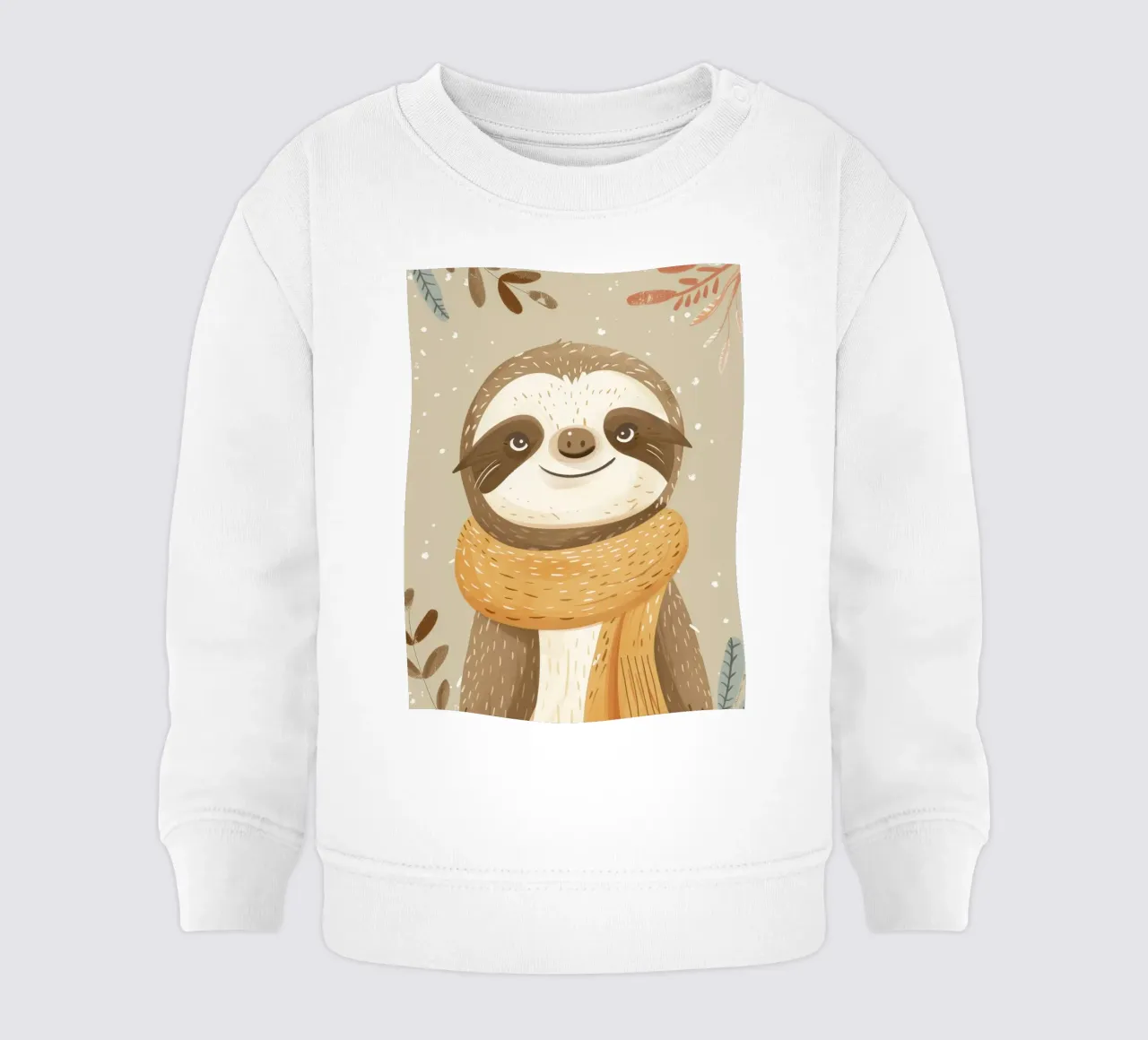 Un personnage paresseux portant une écharpe se détache d'une œuvre d'art neutre sweat pour bébé de DesignDoodle