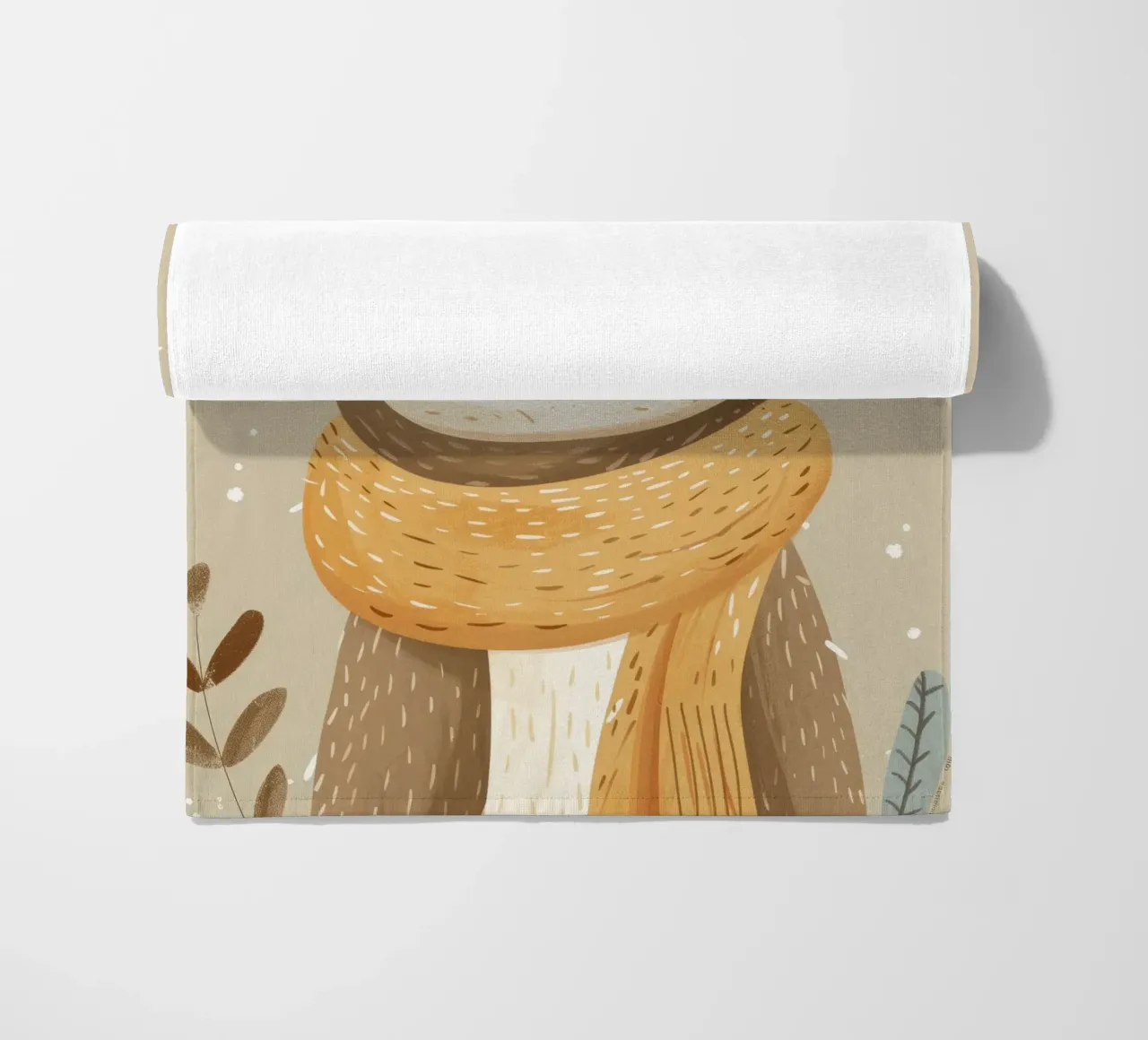 Un personnage paresseux portant une écharpe se détache d'une œuvre d'art neutre serviette de plage de DesignDoodle