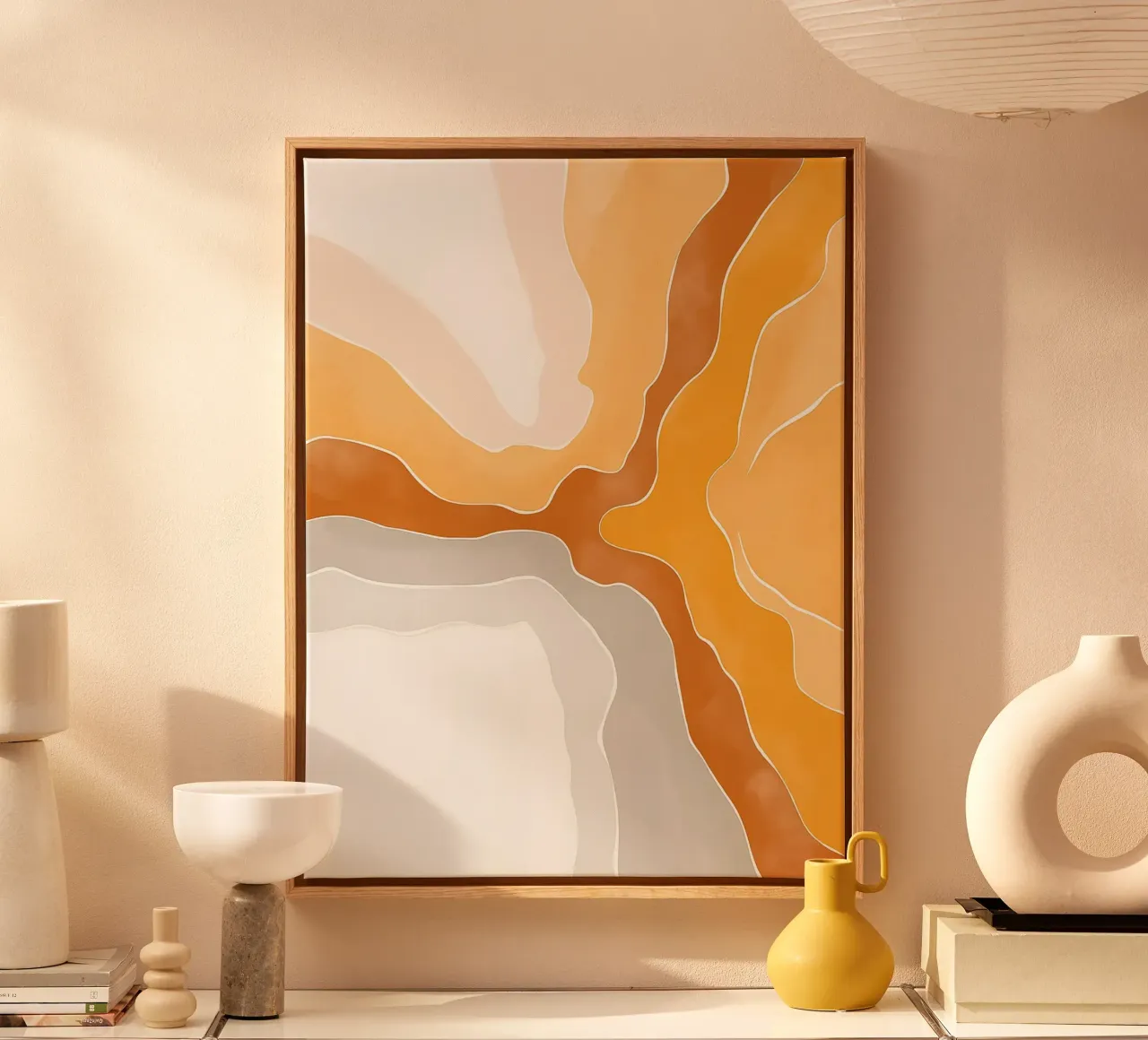 Abstract bruin canvas met Baklijst van Pictura