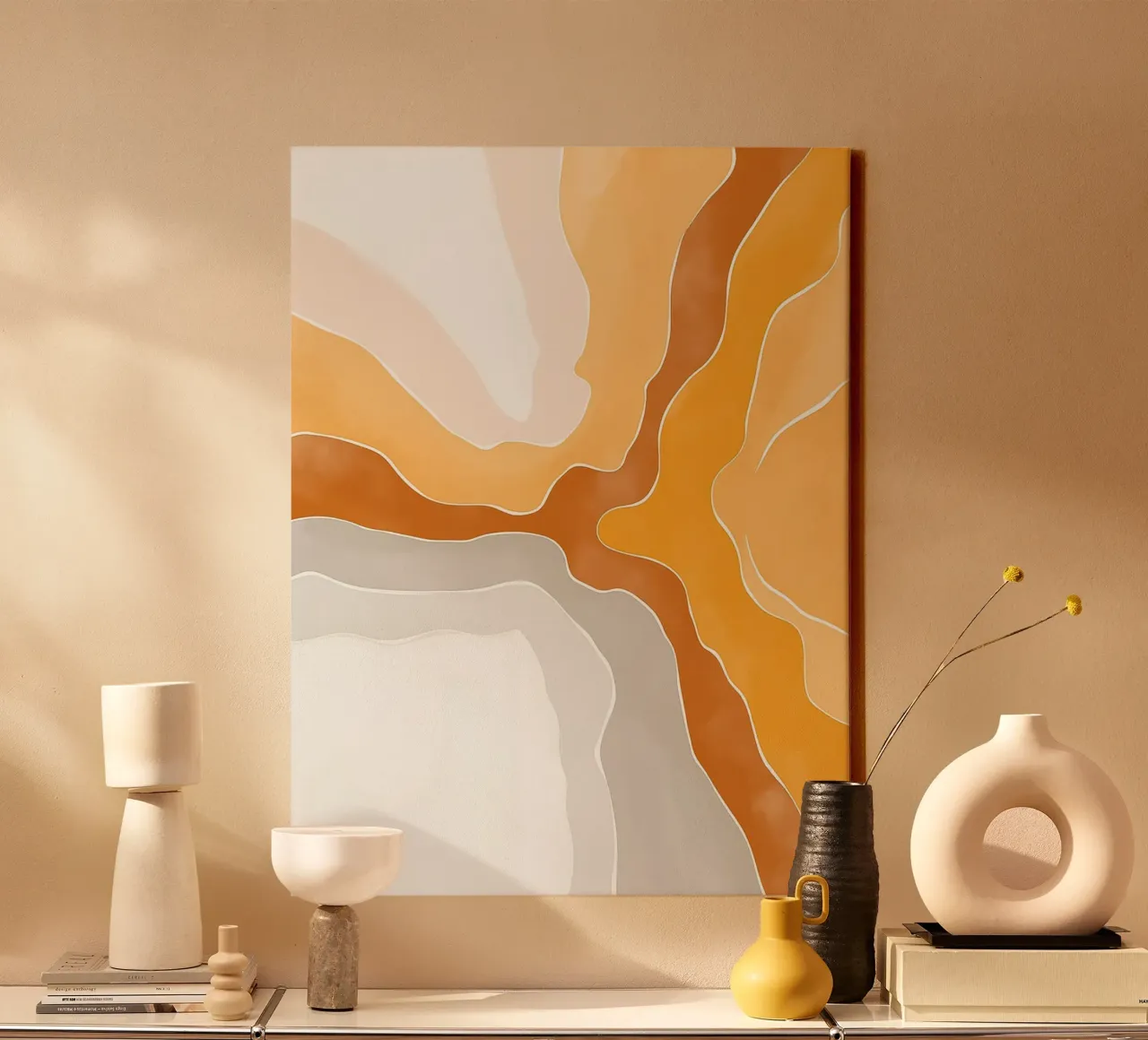 Abstract bruin canvas met Baklijst van Pictura