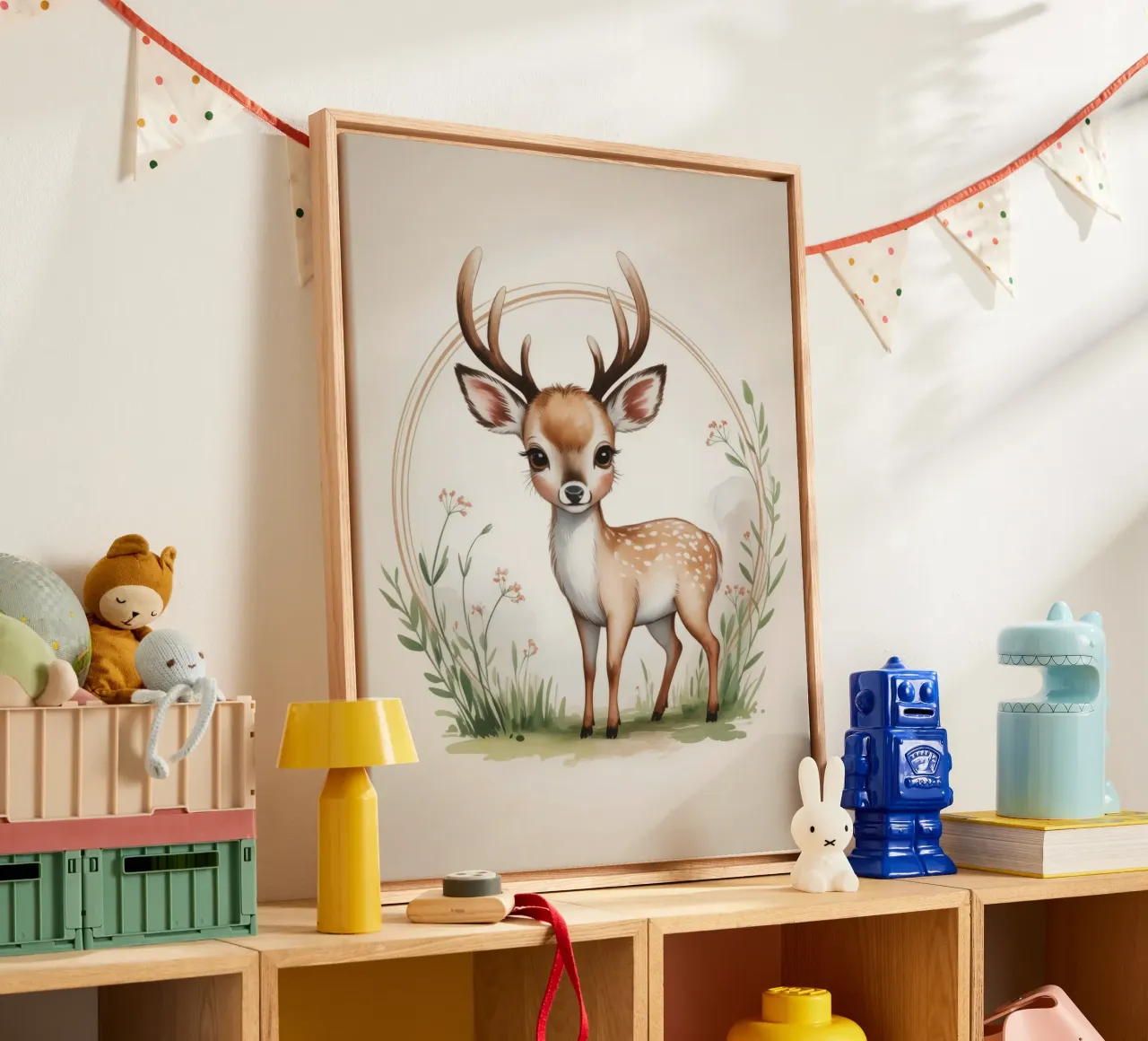 Hazel the Little Deer canvas met Baklijst van Klitzeklein