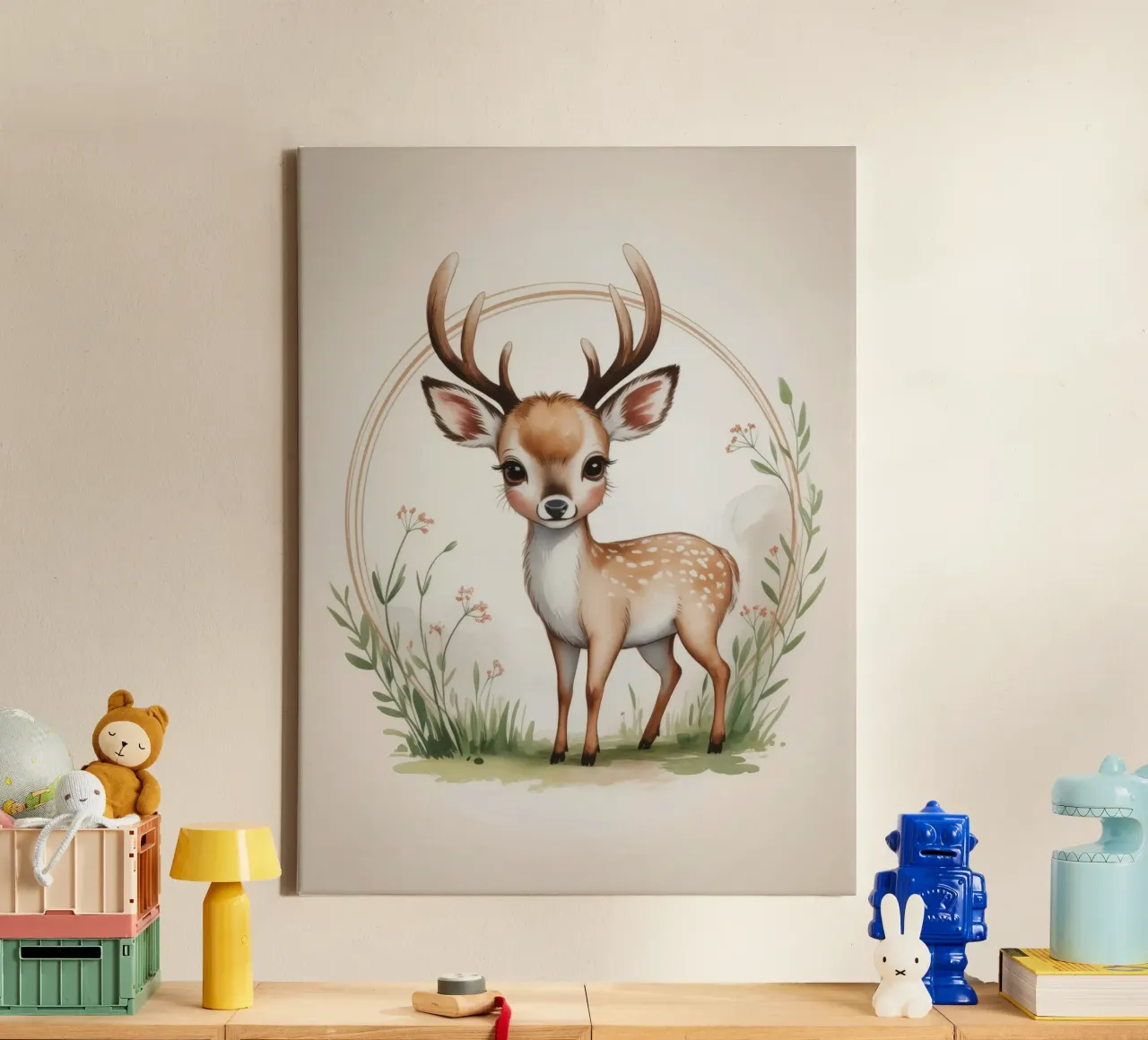 Hazel the Little Deer canvas met Baklijst van Klitzeklein