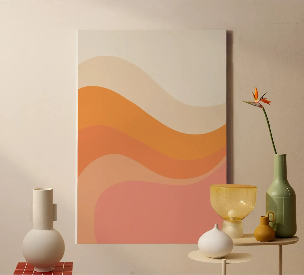 Breathe in Peach tela con Cornice a cassetta da Madame Andia