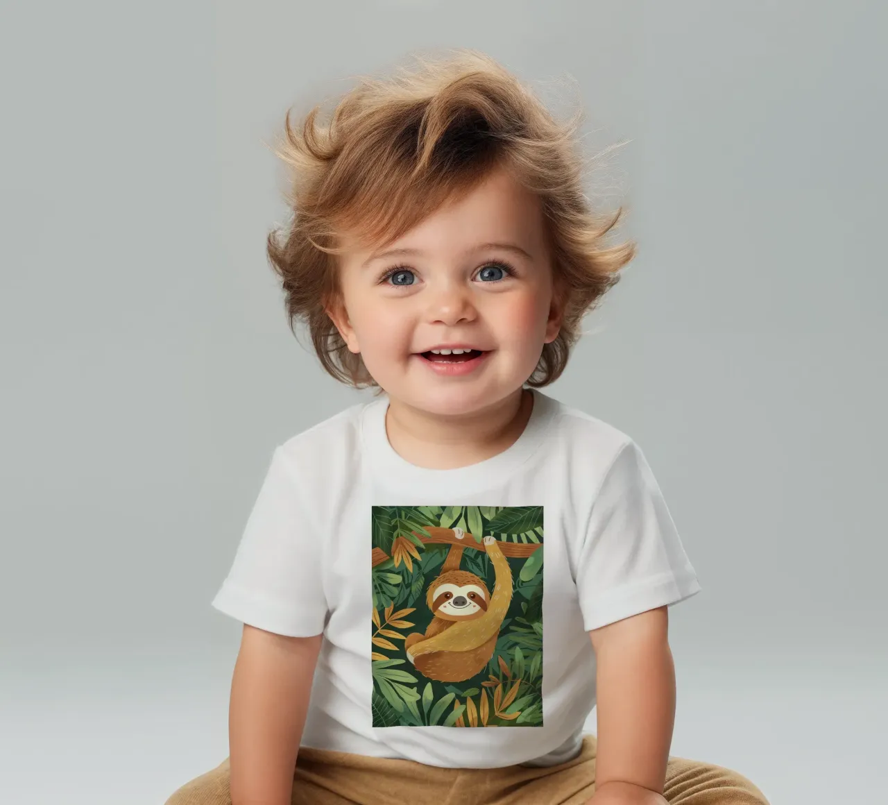Bradipo appeso a un ramo nella foresta pluviale tropicale maglietta neonato da DesignDoodle