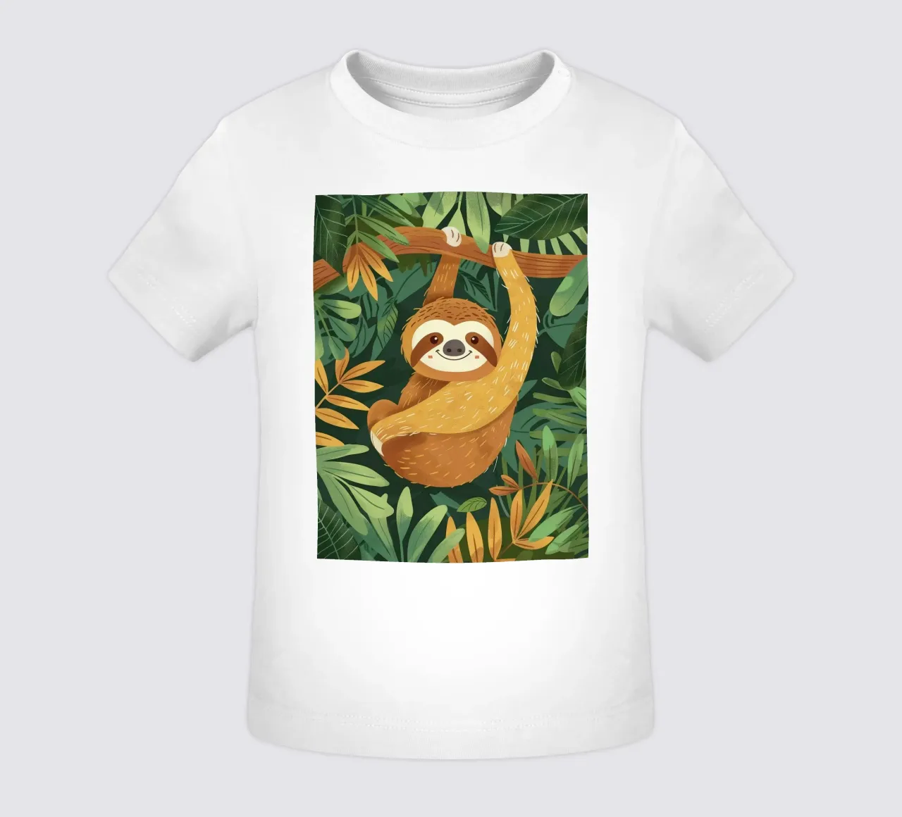 Bradipo appeso a un ramo nella foresta pluviale tropicale maglietta neonato da DesignDoodle