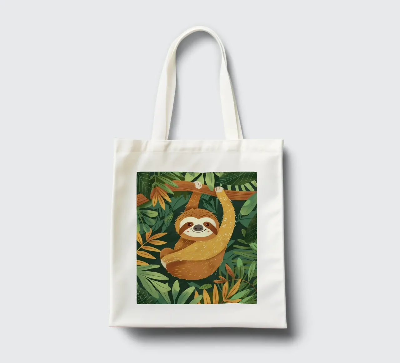 Bradipo appeso a un ramo nella foresta pluviale tropicale borsa in juta da DesignDoodle