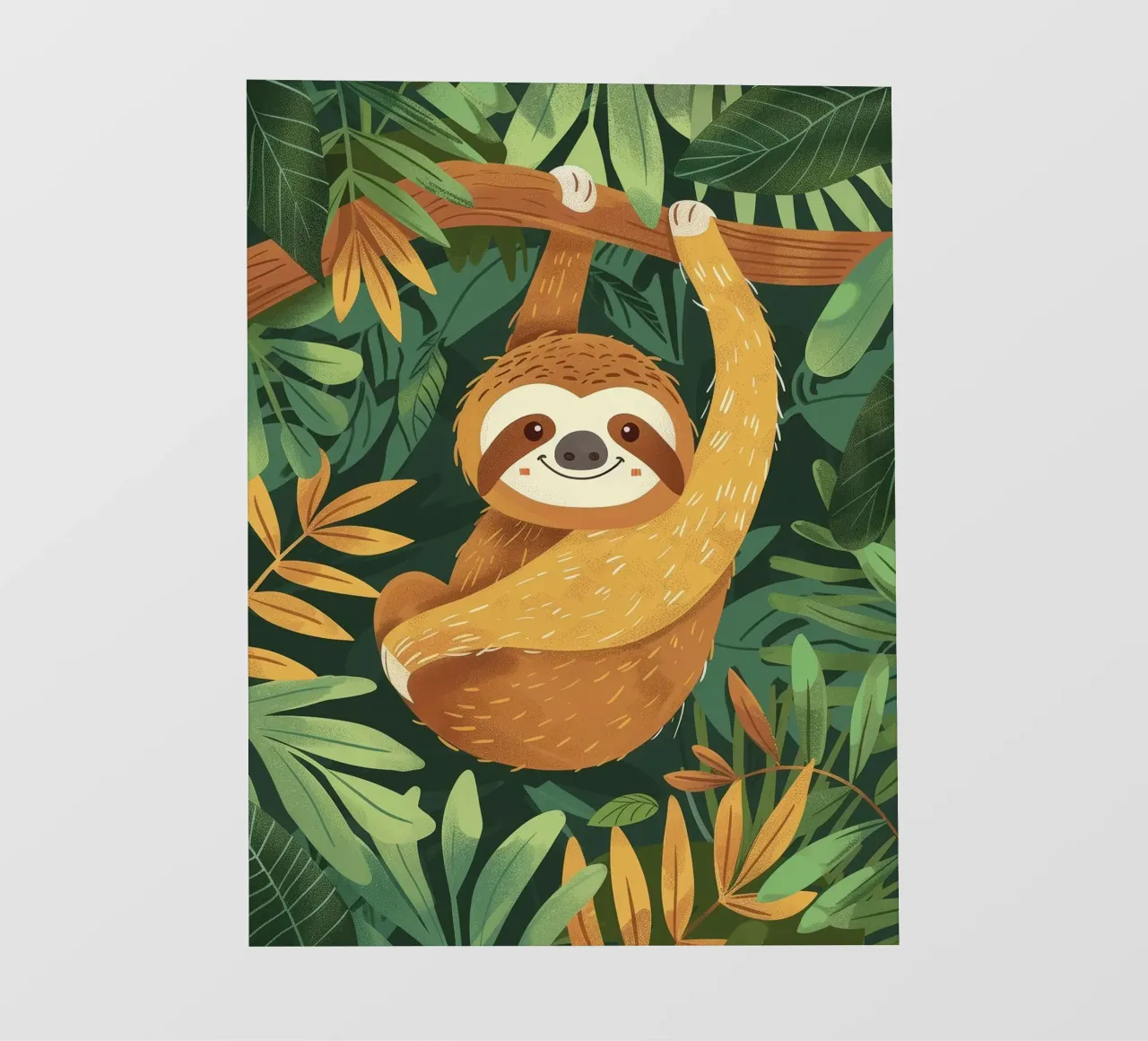 Bradipo appeso a un ramo nella foresta pluviale tropicale pellicola backlit da DesignDoodle
