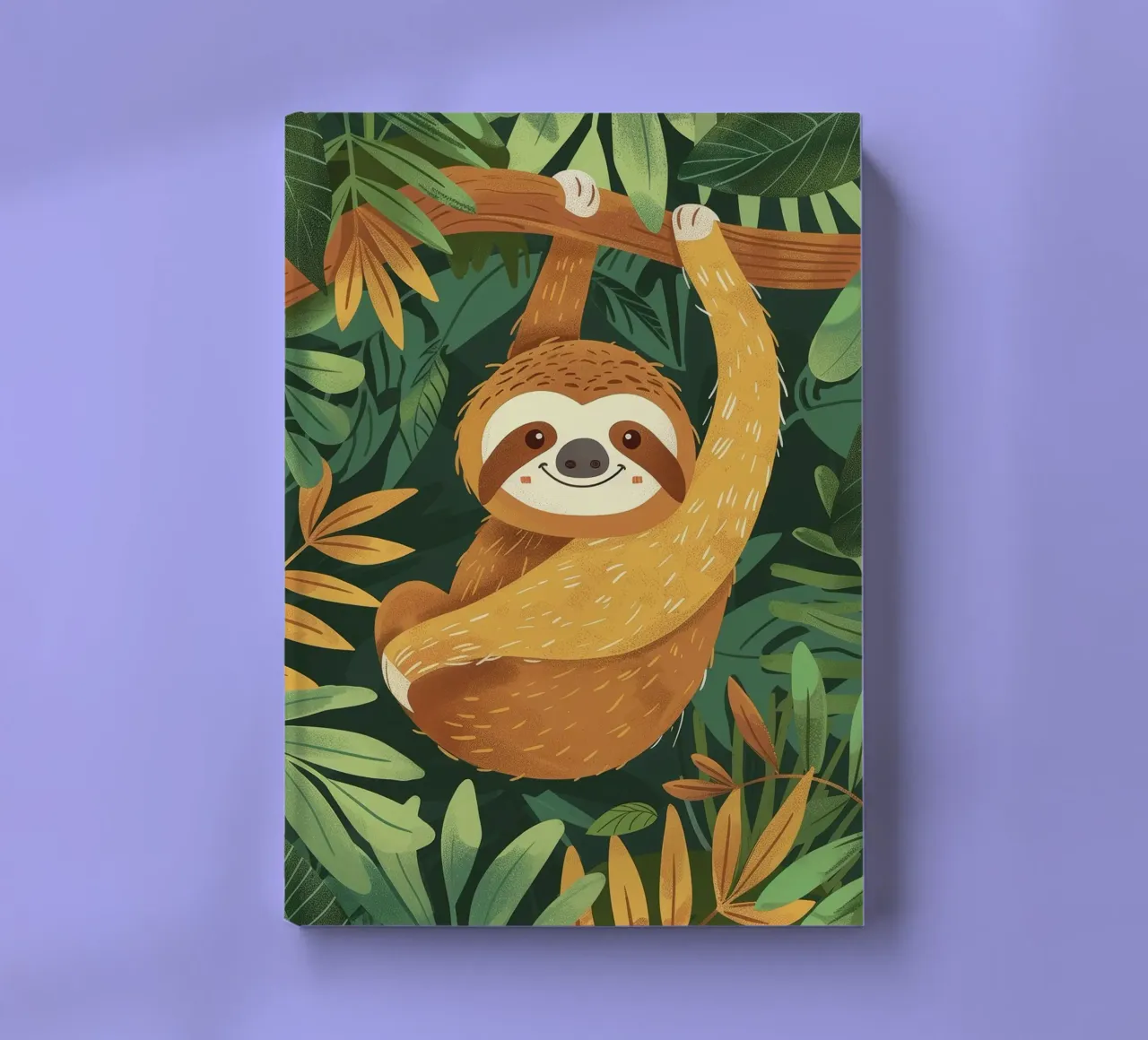 Paresseux suspendu à une branche dans une forêt tropicale humide carnet de notes de DesignDoodle