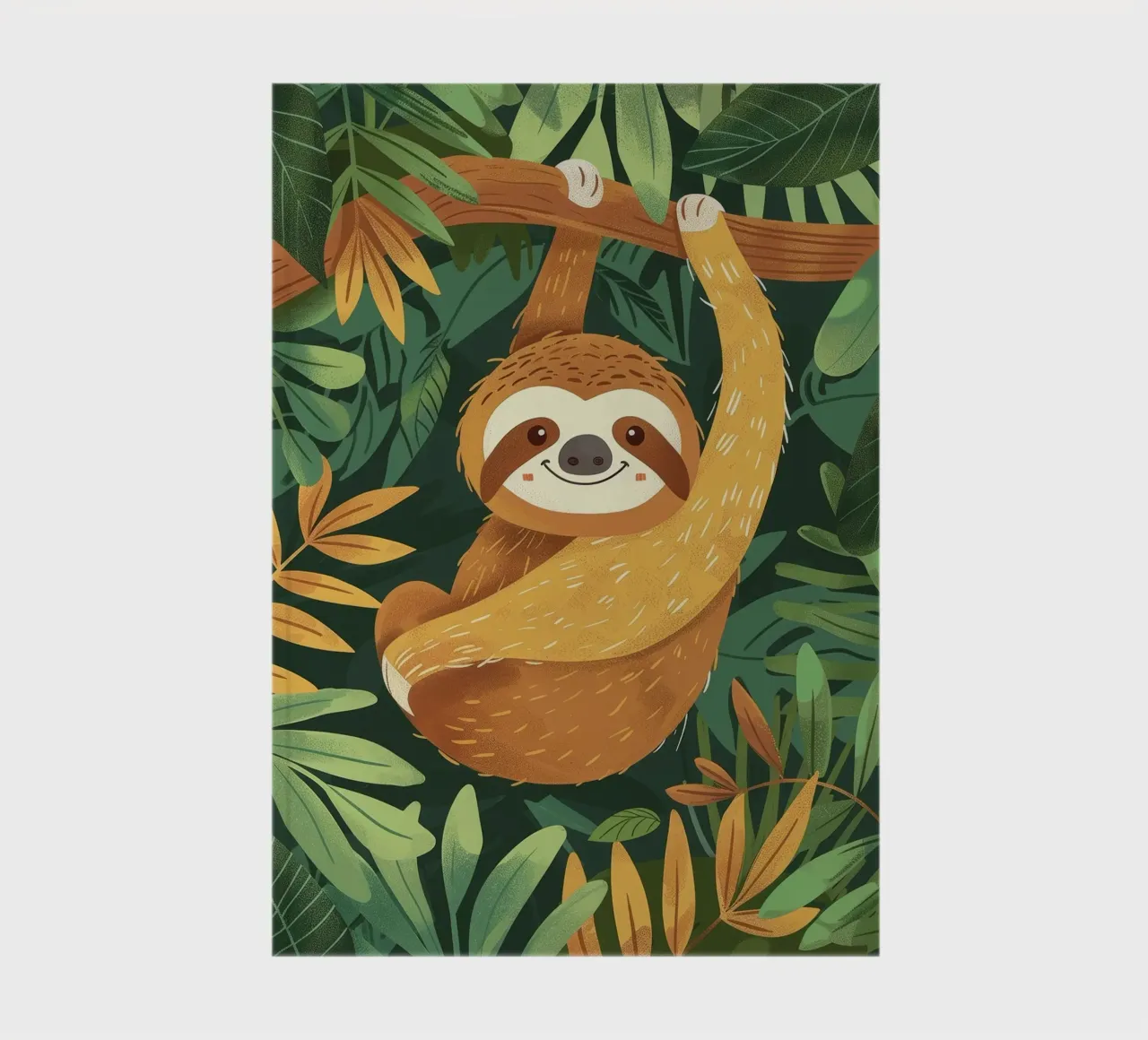 Paresseux suspendu à une branche dans une forêt tropicale humide carnet de notes de DesignDoodle