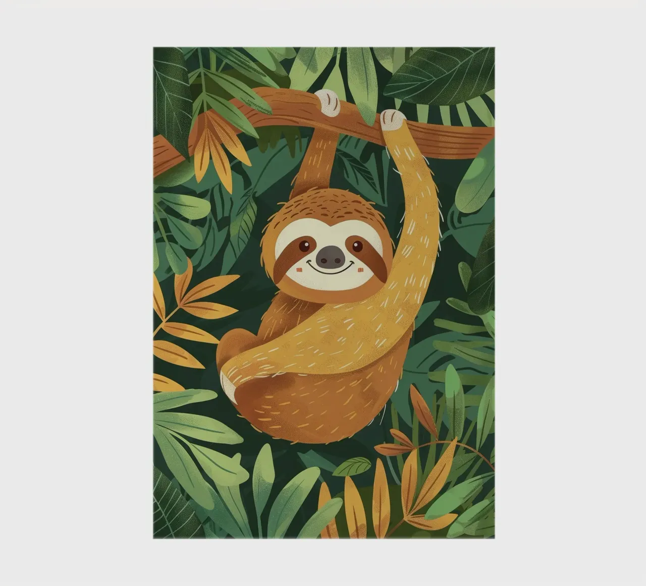 Paresseux suspendu à une branche dans une forêt tropicale humide carnet de notes de DesignDoodle