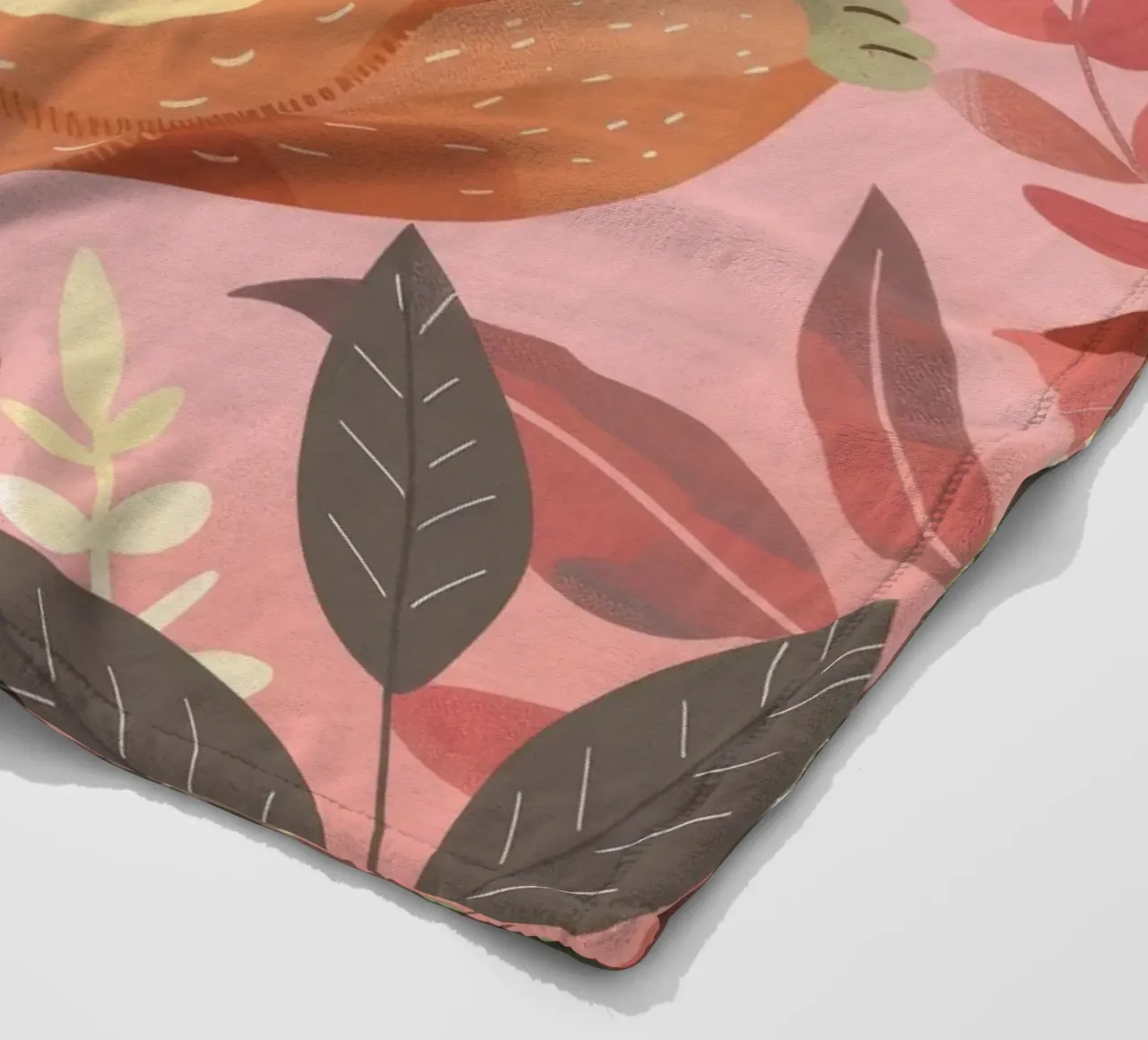 Sloth hanging from a branch in a tropical setting with color fleece blanket by DesignDoodle