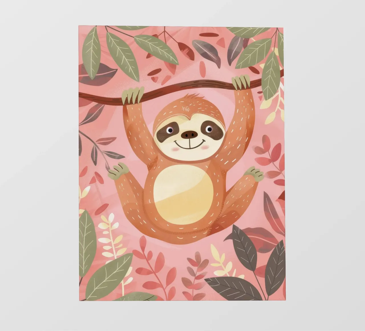 Bradipo appeso a un ramo in un ambiente tropicale con colore telo in pvc da DesignDoodle