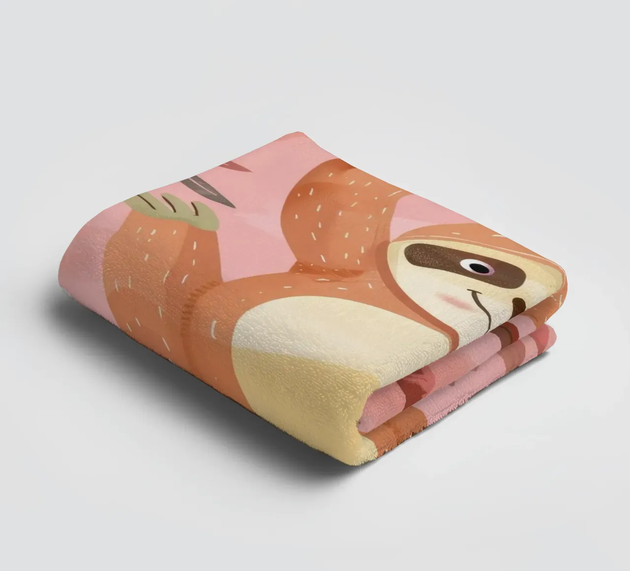 Bradipo appeso a un ramo in un ambiente tropicale con colore asciugamano da bagno da DesignDoodle