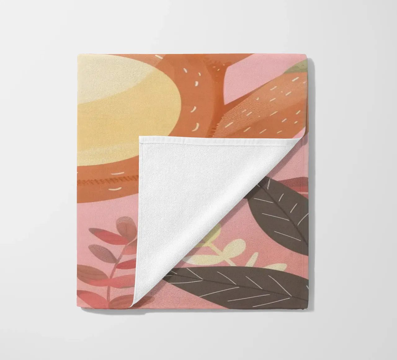 Sloth hanging from a branch in a tropical setting with color beach towel by DesignDoodle
