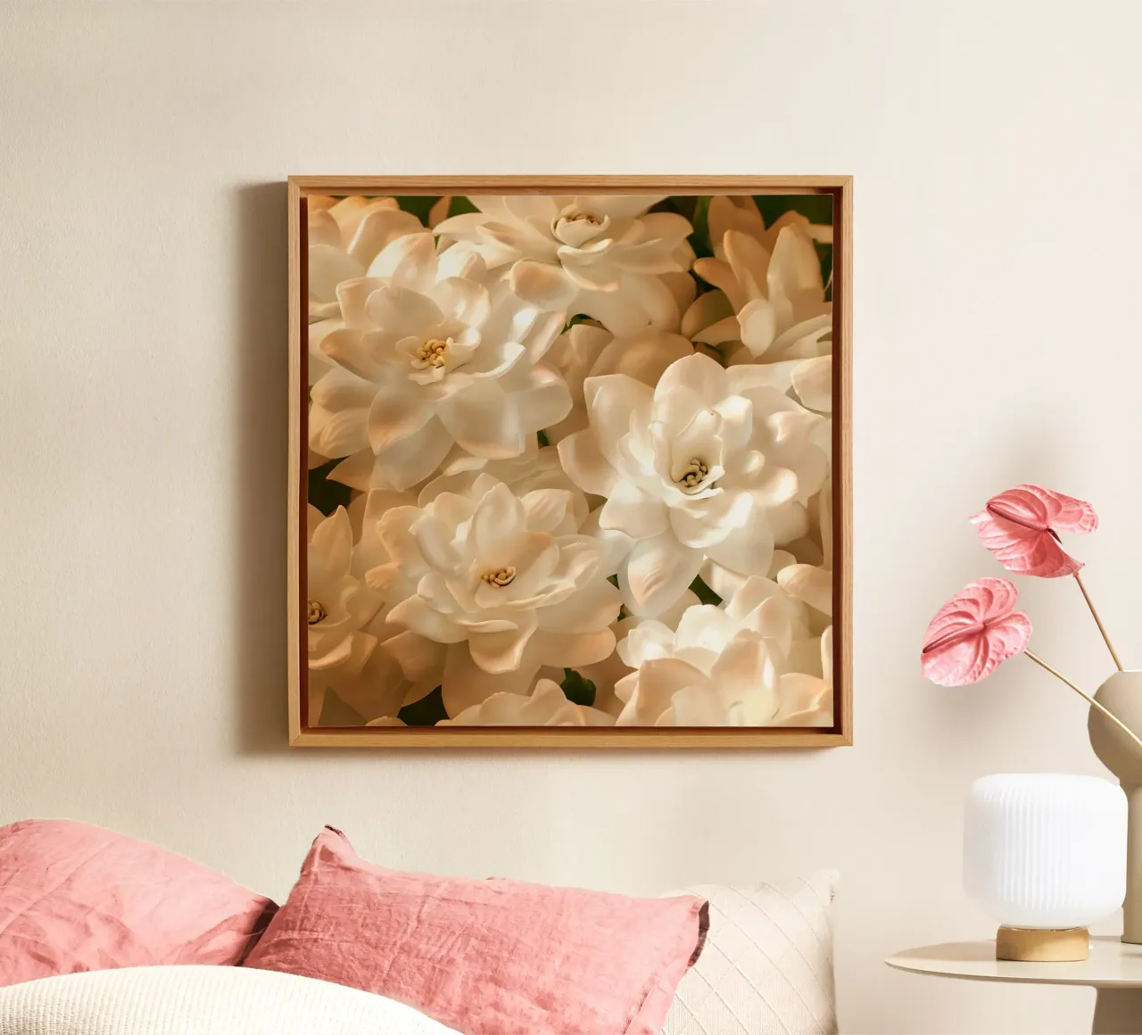 Fluisterweide canvas met Baklijst van Bold Blooms